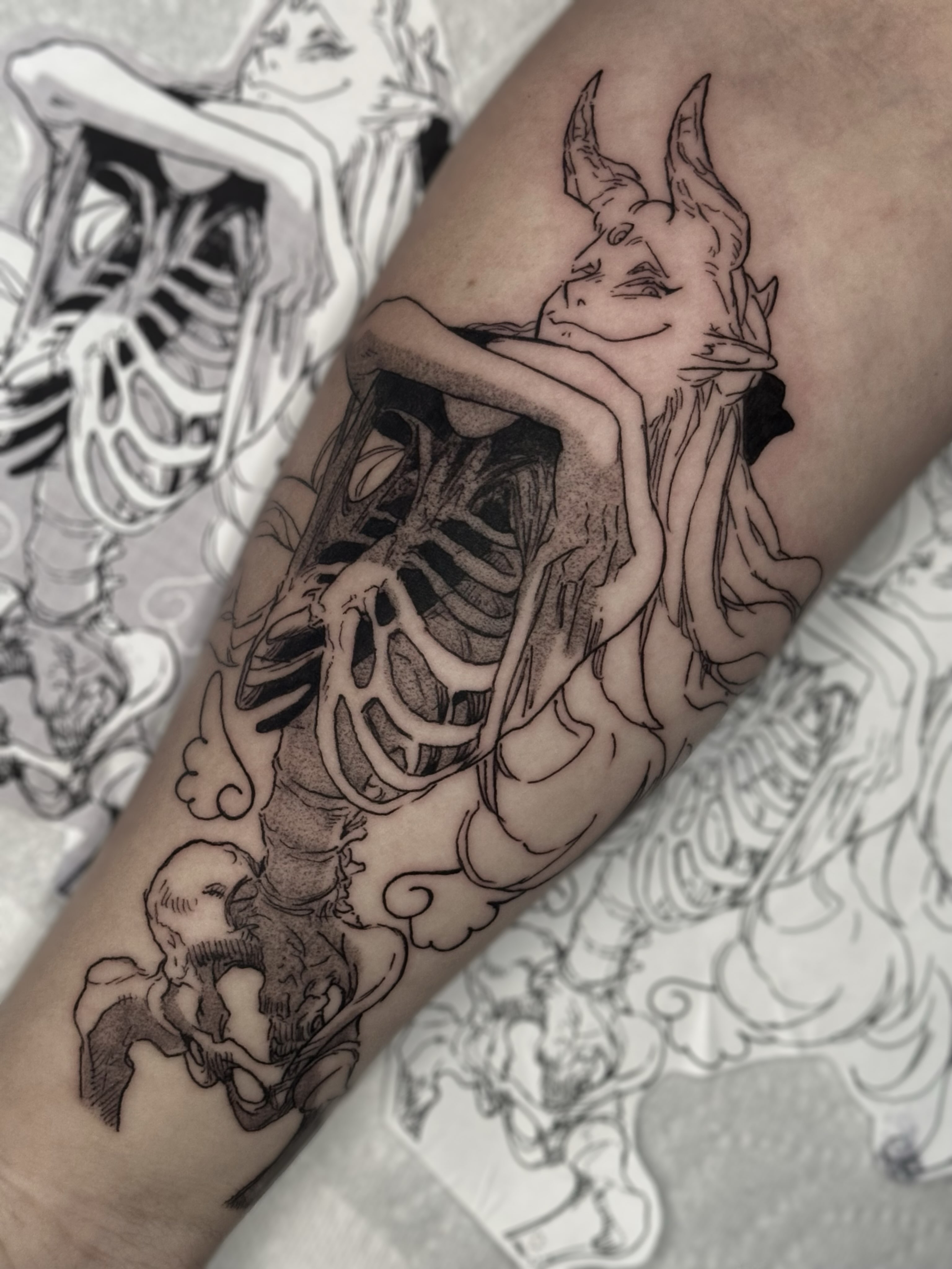 Tattoo by @kkimnida — black_and_grey, dark_realism