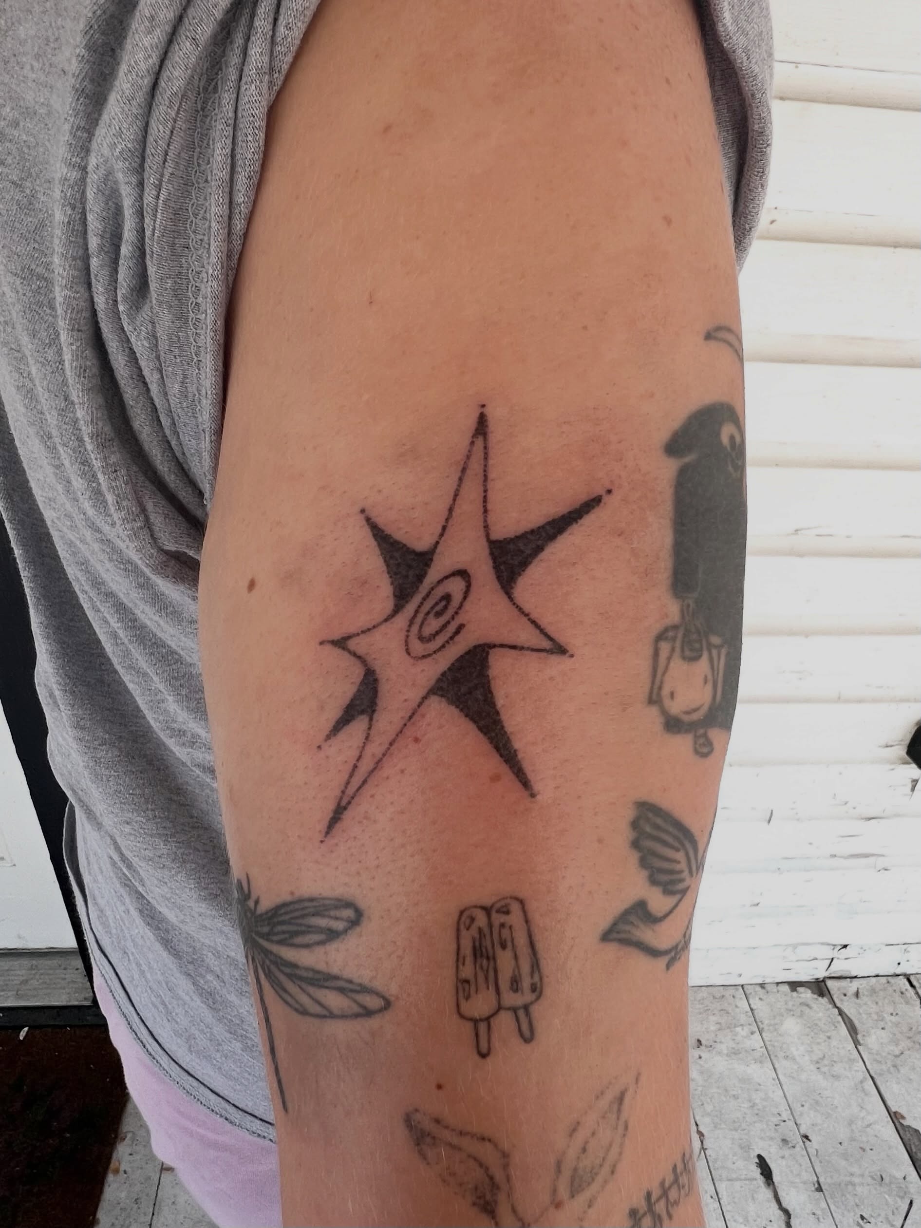 Tattoo by @bagolylines — black_and_grey