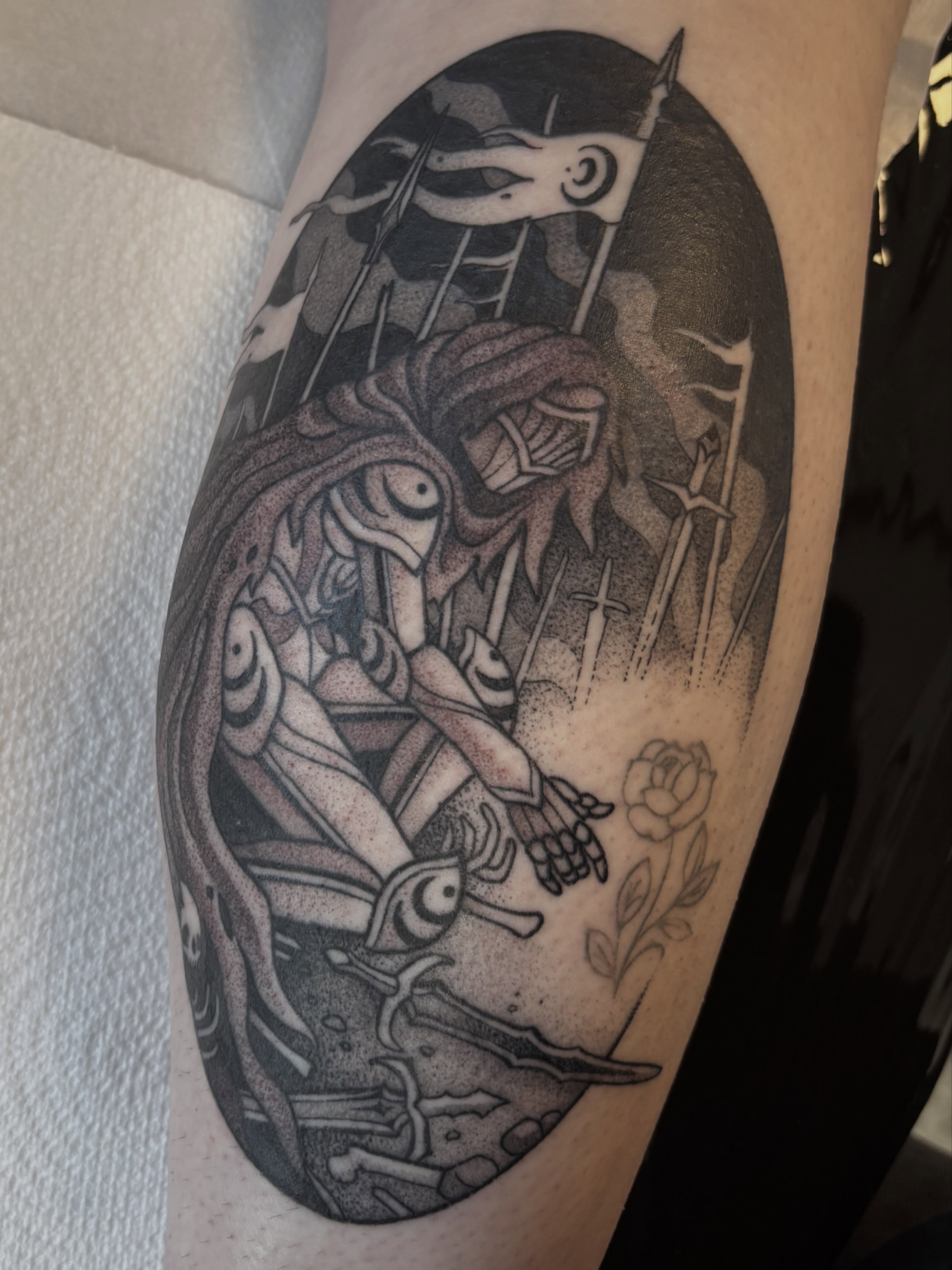 Tattoo by @osichristattoos — dotwork, black_and_grey