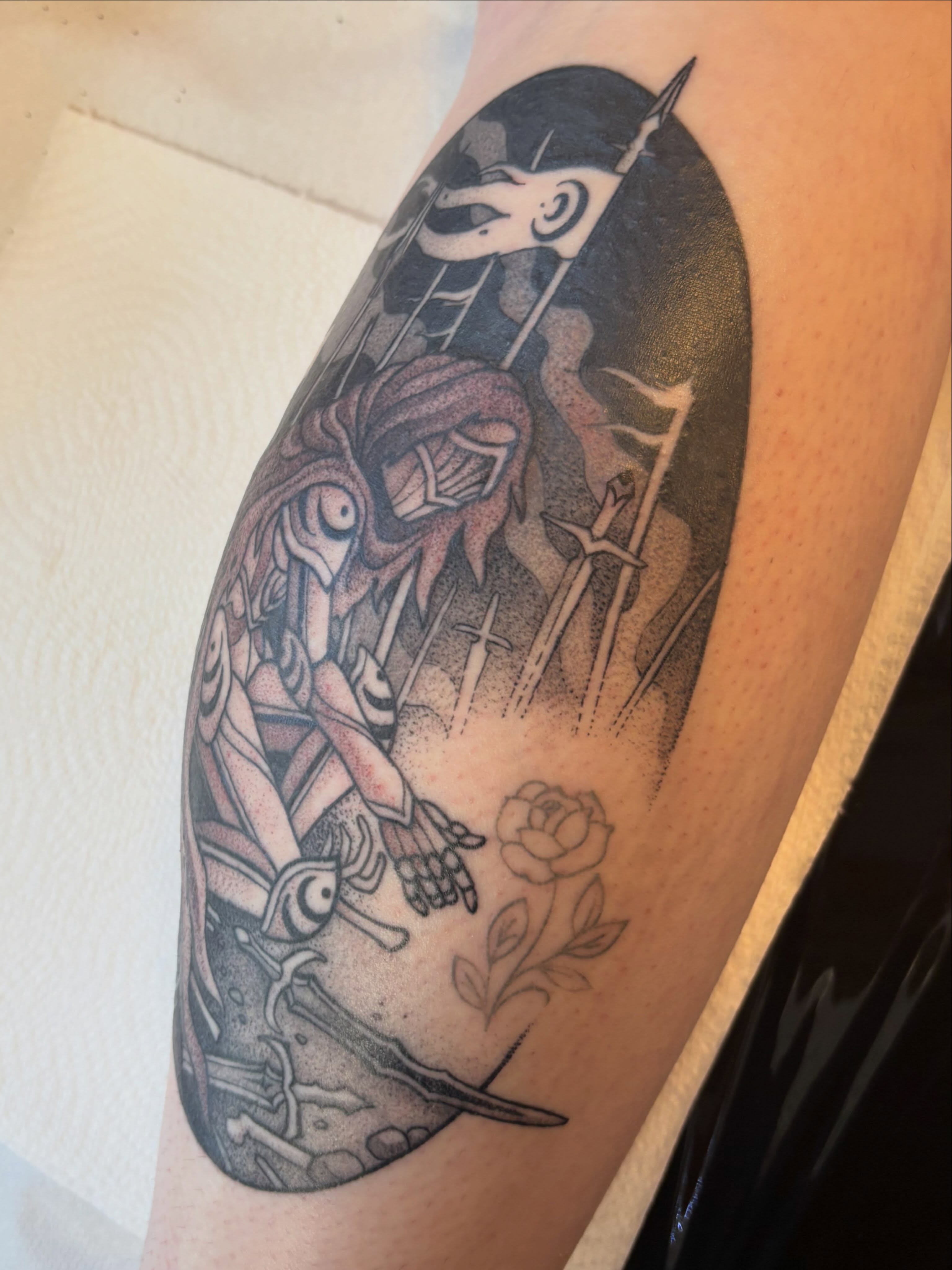 Tattoo by @osichristattoos — dotwork, black_and_grey