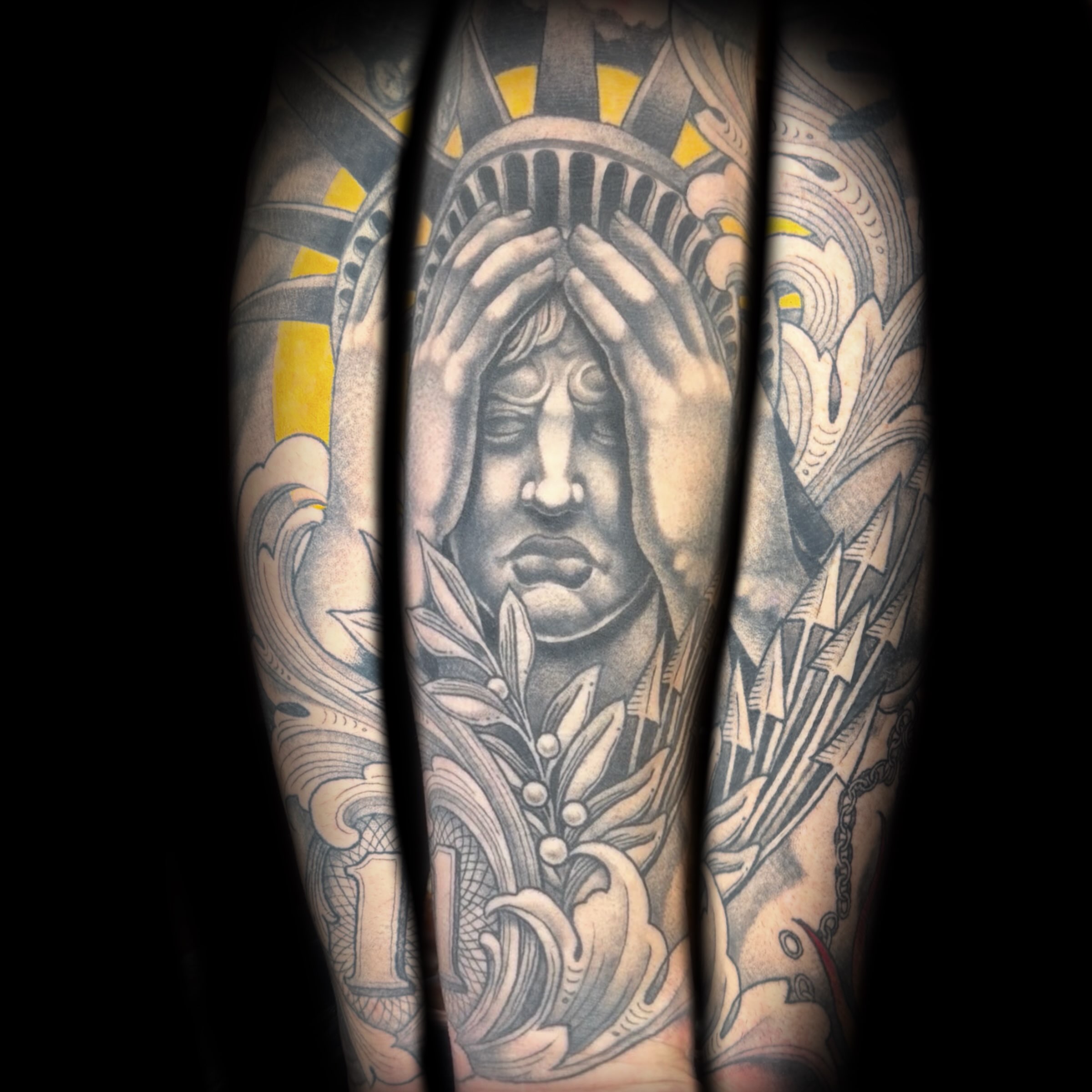 Statue of liberty American traditional tattoo on the forearm by Kelsea Weir McCree