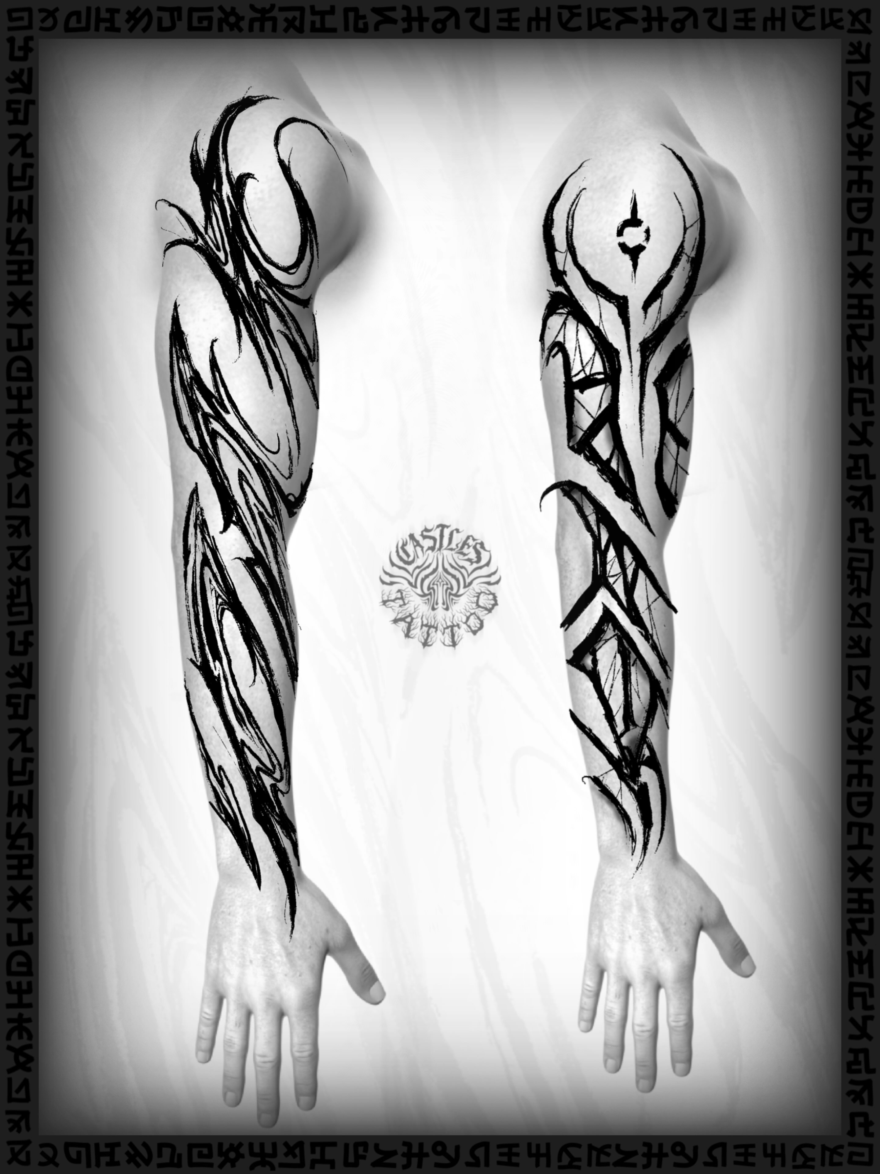 Tribal design tribal tattoo on the forearm by Erin Portland Tattoo Artist