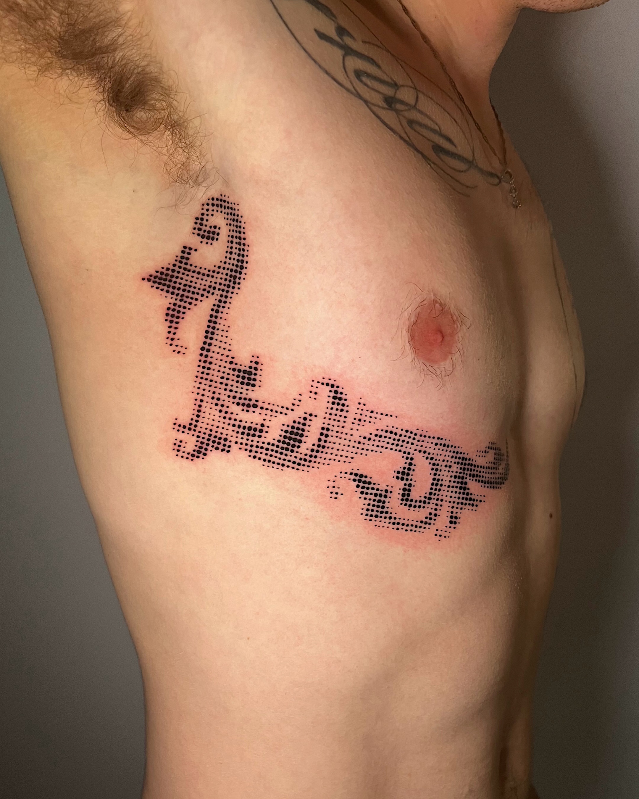 Anchor dotwork tattoo on the chest by Azucena