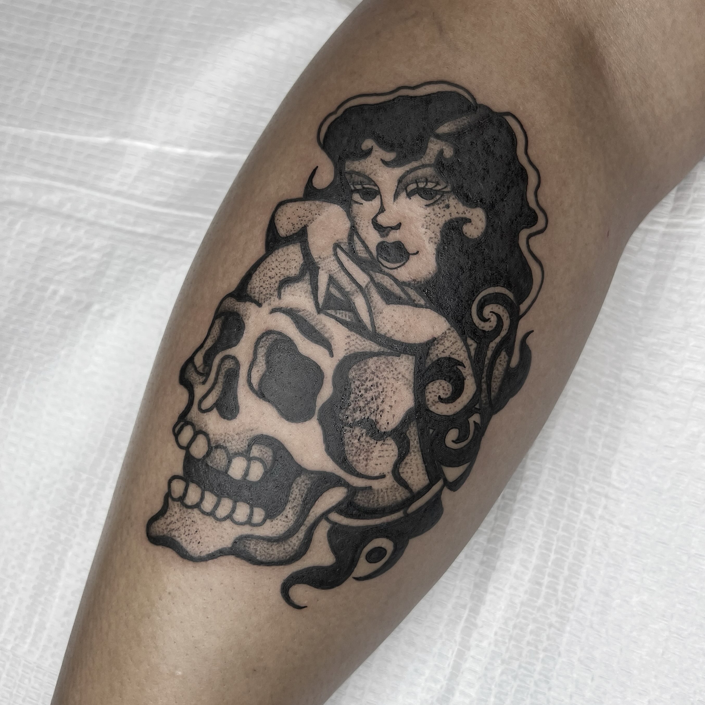 Tattoo by @themeganclifton — dotwork, black_and_grey