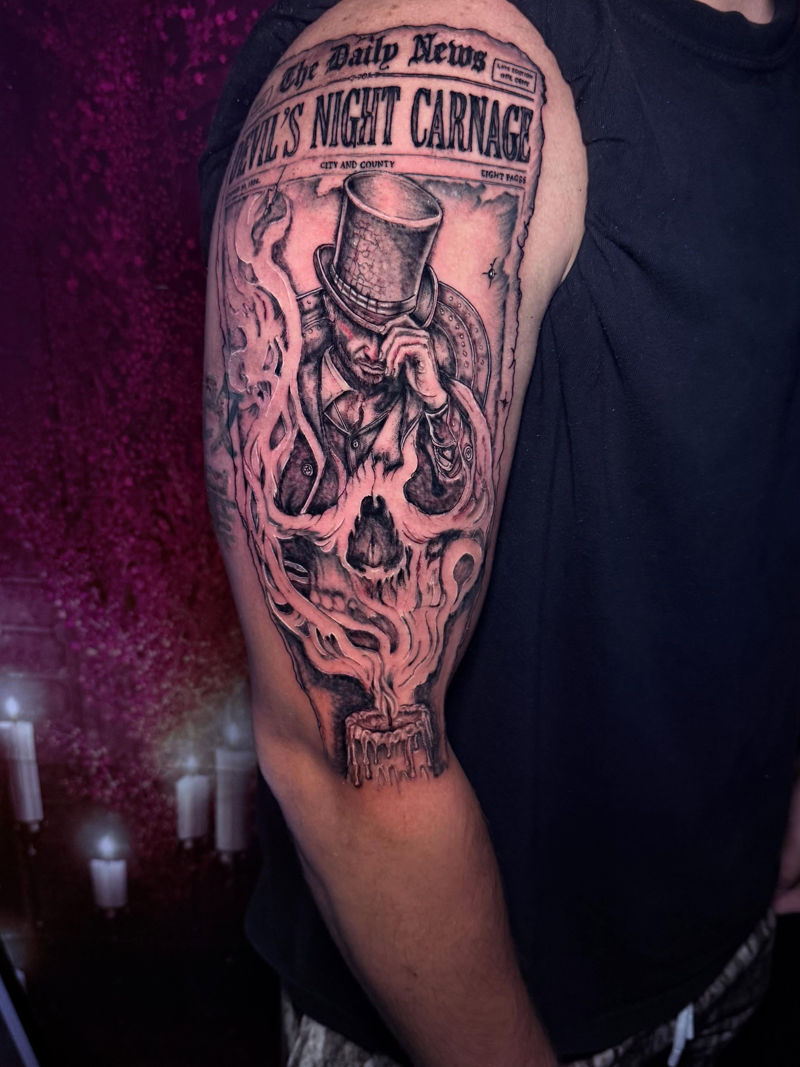 Tattoo by @stigmatat2 — black_and_grey, dark_realism