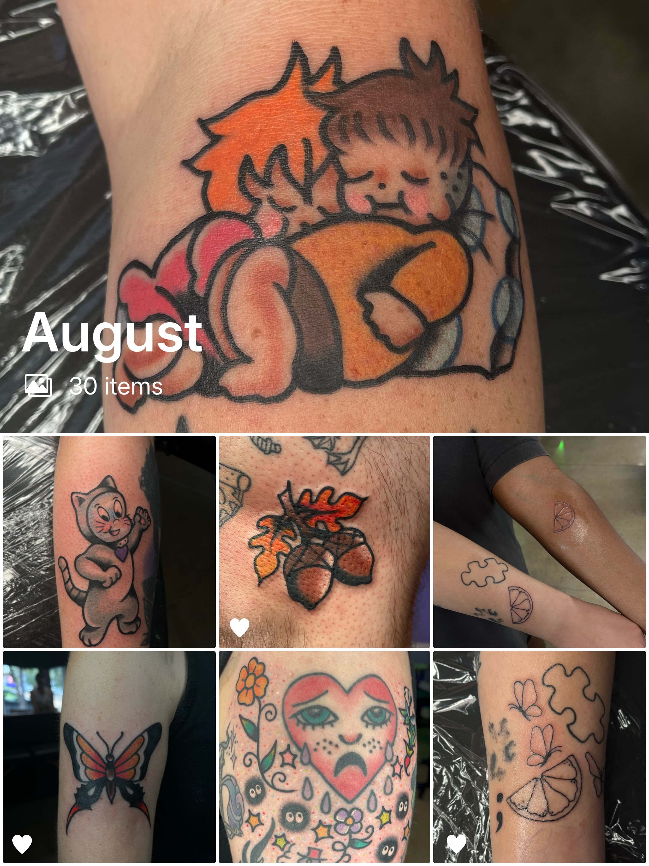 Child hugging cat American traditional tattoo on the forearm by Autumn**🍓NOW BOOKING