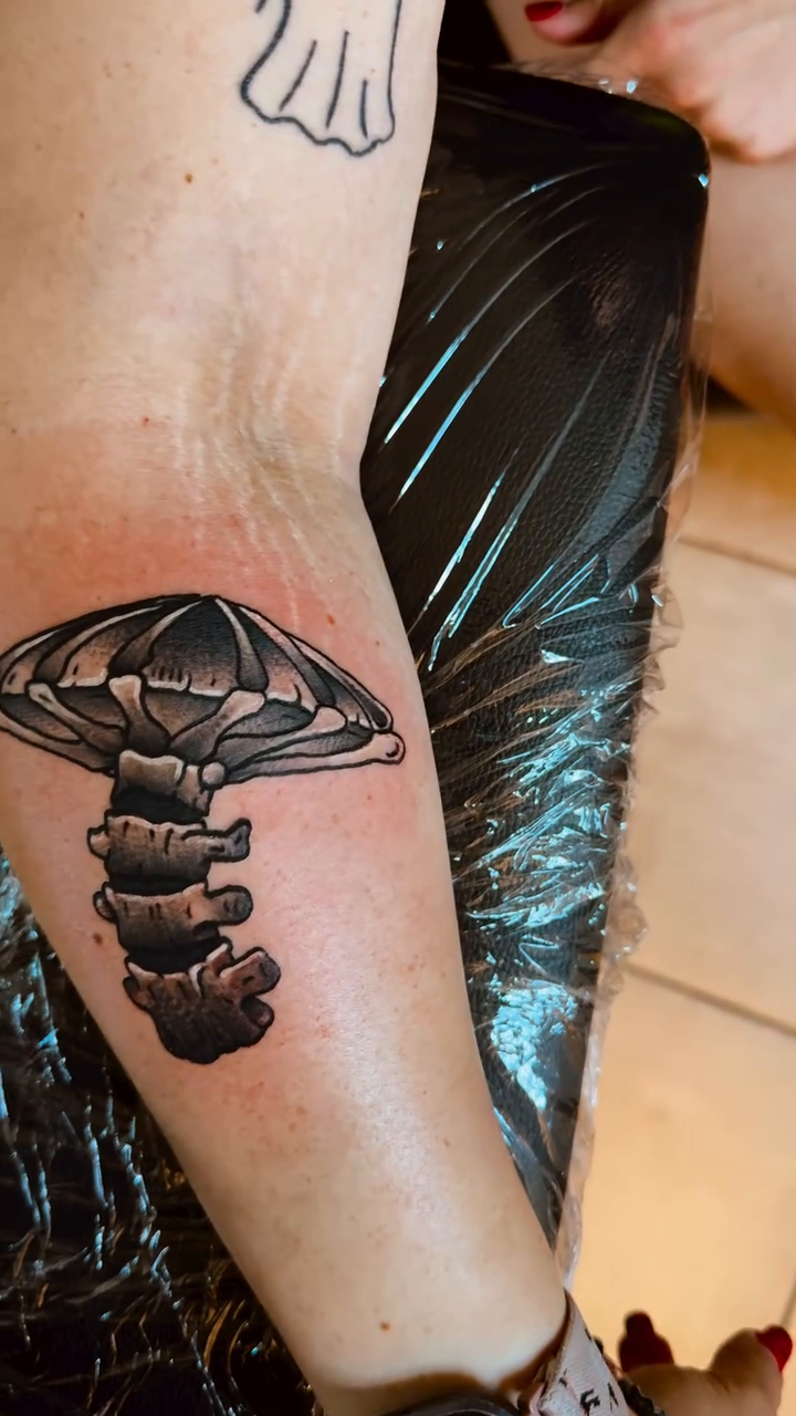 Mushroom realism tattoo by Noir