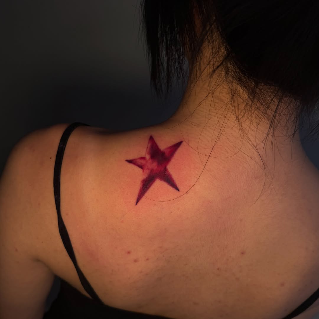 Star geometric tattoo on the shoulder by 🌸Cinthia ちゃん🌹, New York, New York