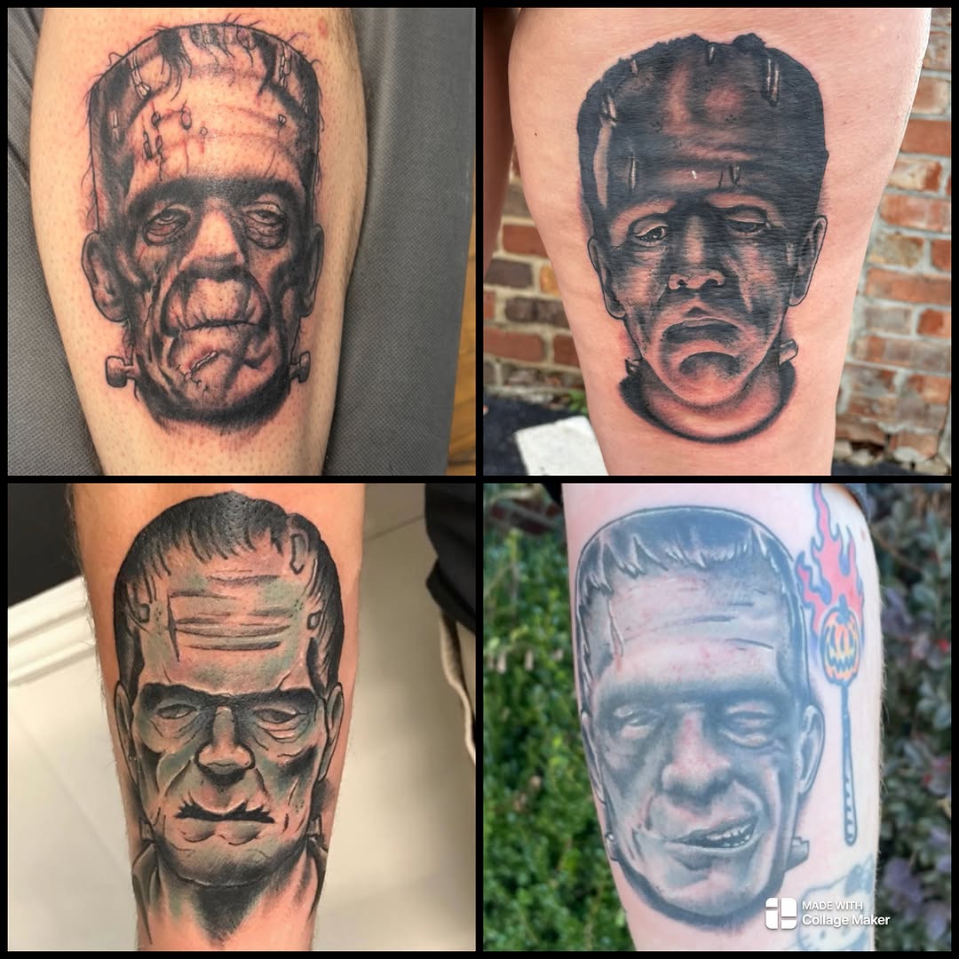 Frankenstein's monster realism tattoo on the forearm by Vudu Tattooer