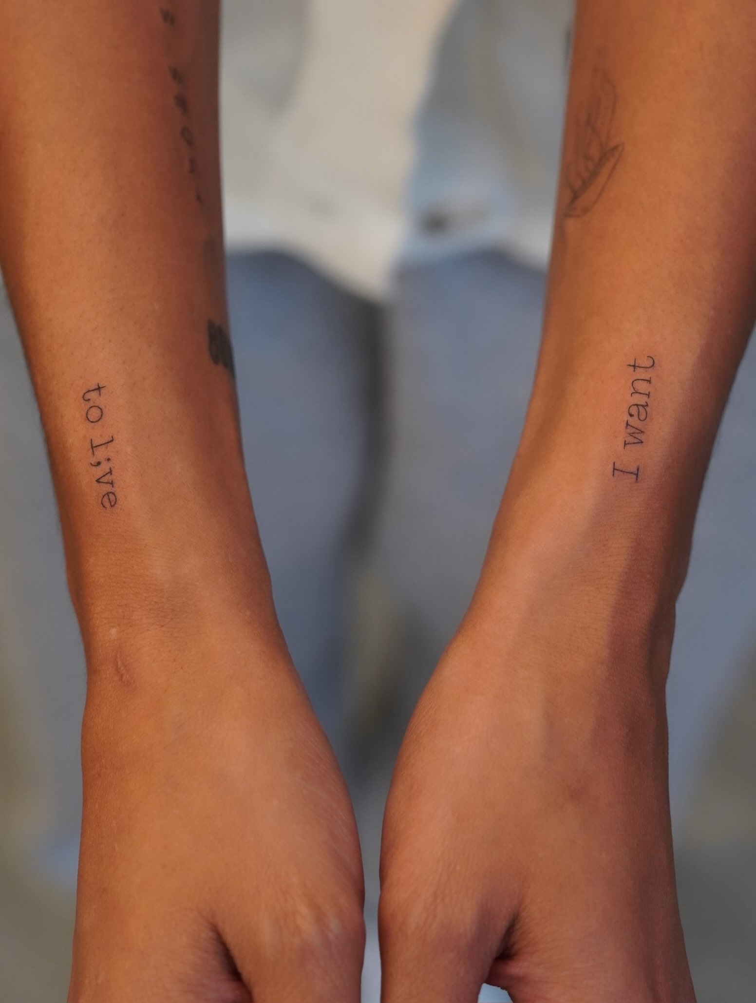Lettering lettering script tattoo on the forearm by Julia