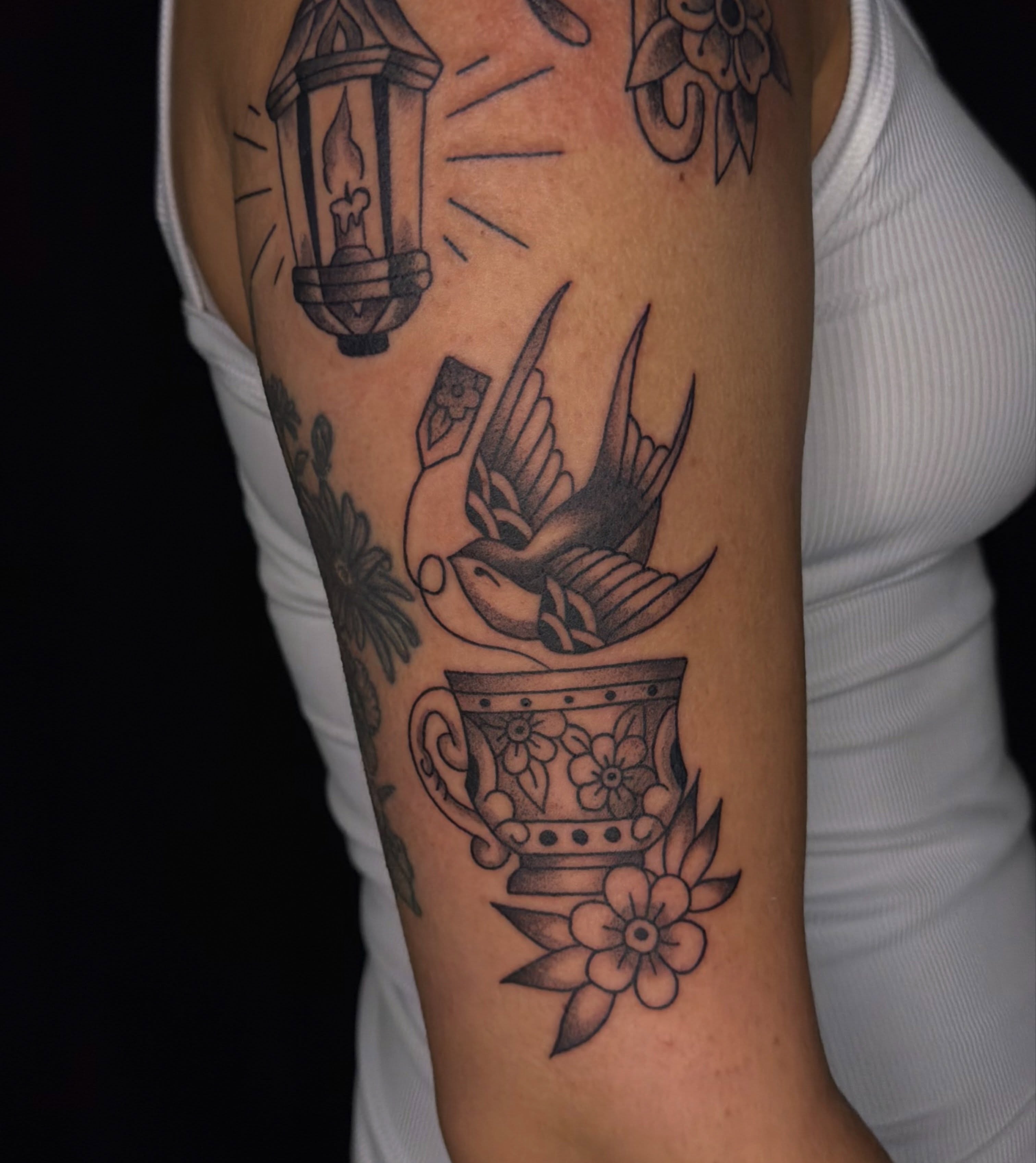 Tattoo by @unhurtt.tats — american_traditional, black_and_grey