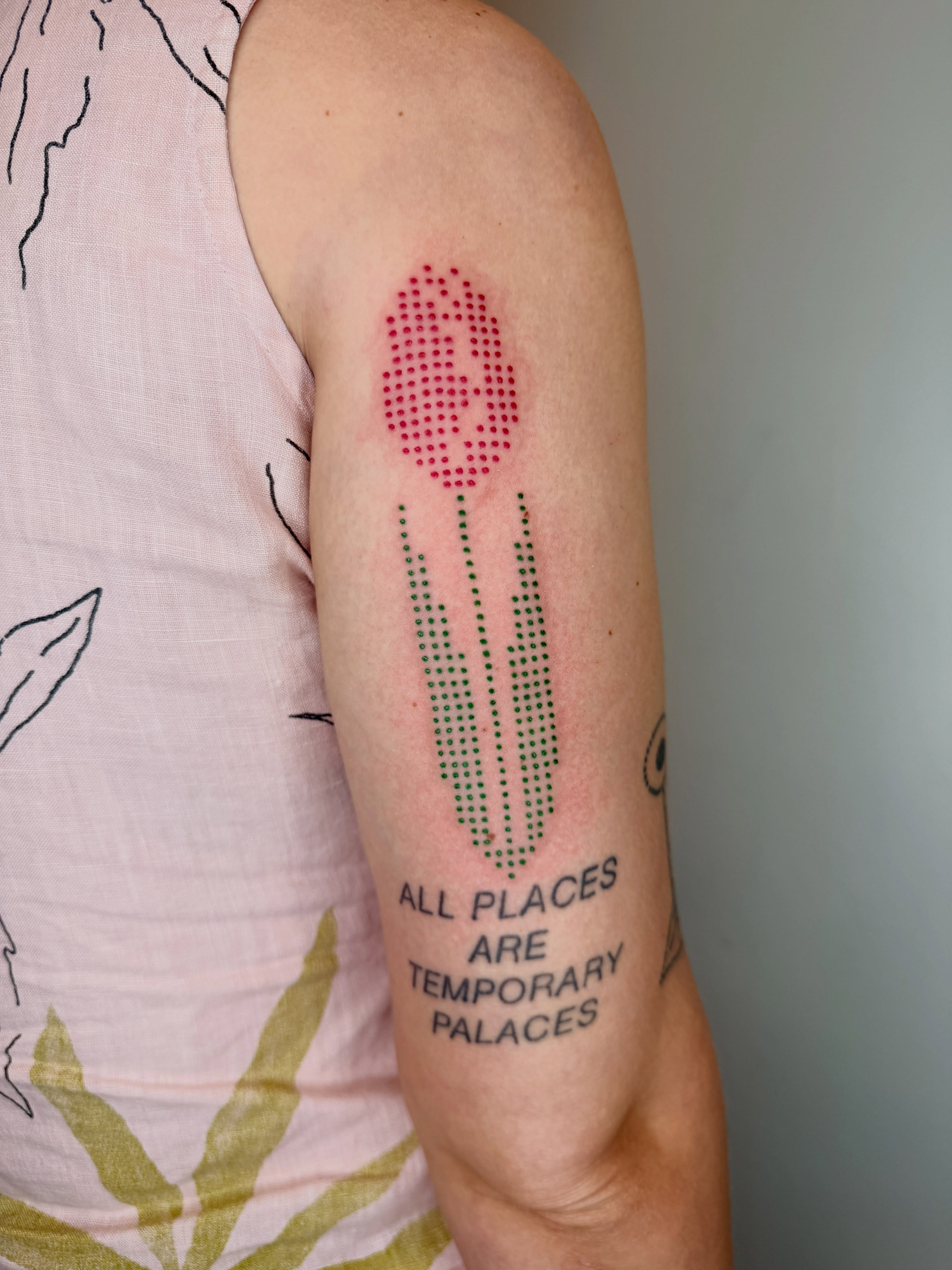 Tulip dotwork tattoo on the forearm by Valicia