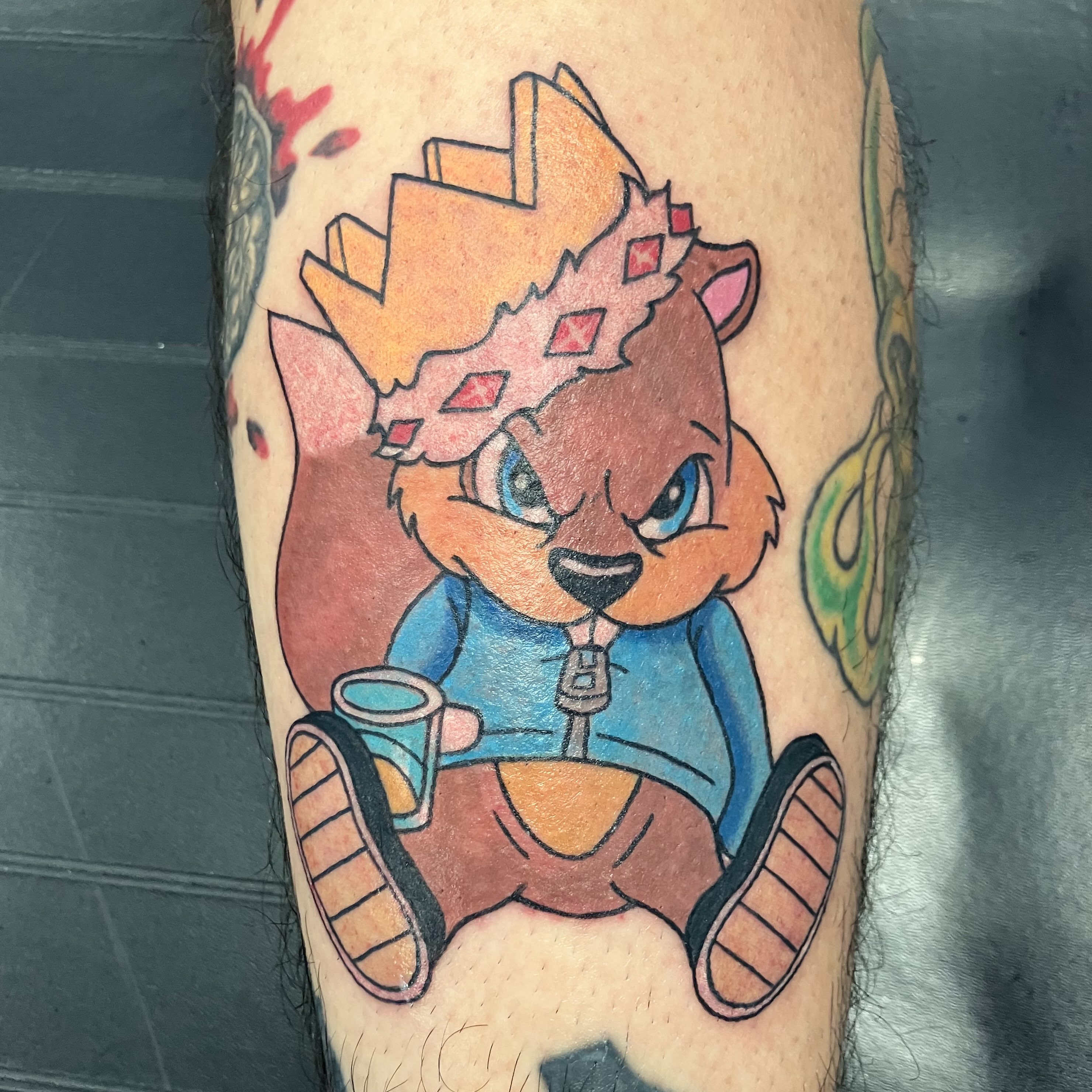 Chipmunk new school tattoo on the forearm by Bryant Johnson
