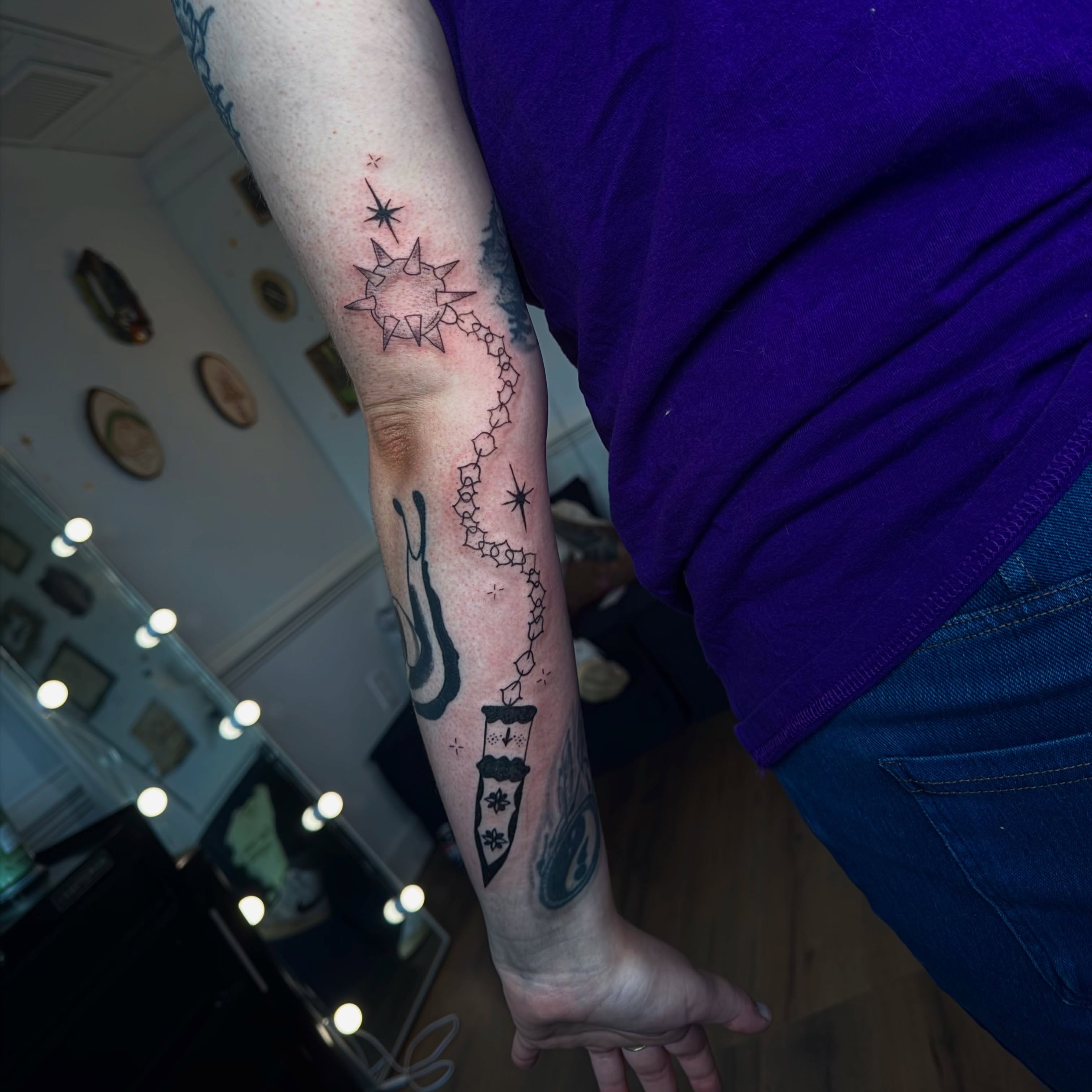 Tattoo by @faeandfleshstudio — geometric, black_and_grey