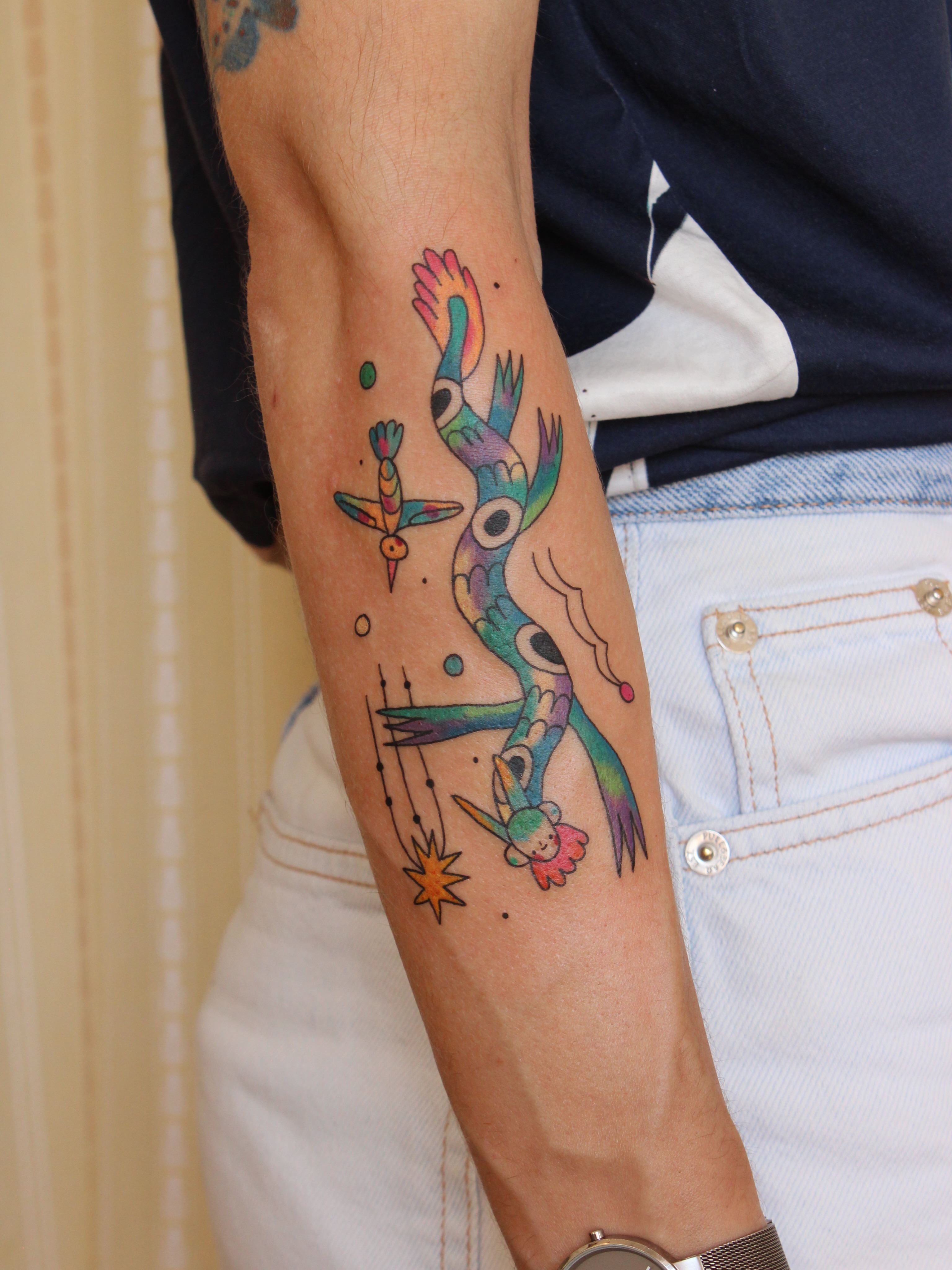 Tattoo by @youniseaweed — geometric, watercolor