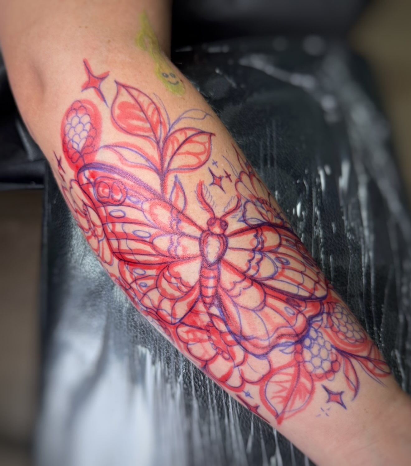Butterfly new school tattoo on the forearm by ππΌ Joana Diane Tattoos πΌπ