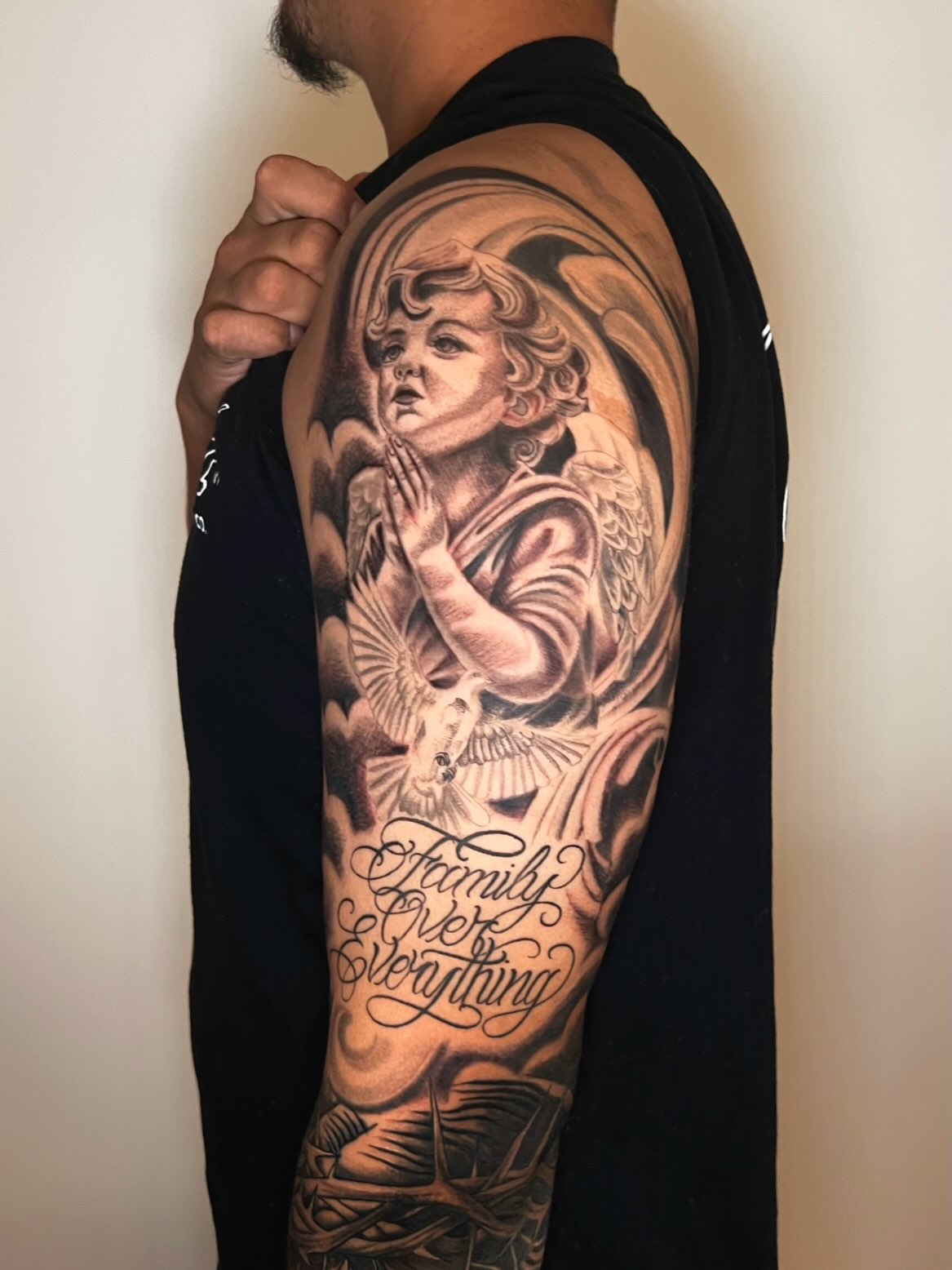 Angel praying realism tattoo on the forearm by ππππππ ππππππ - ππππ‘ππ₯ ππ¨π₯π’πππ«π’π¨π¬ π΅π