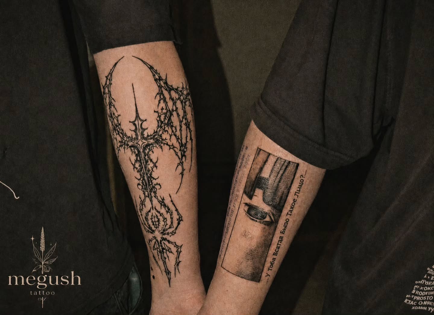 Tattoo by @megushtattoo — black_and_grey, geometric