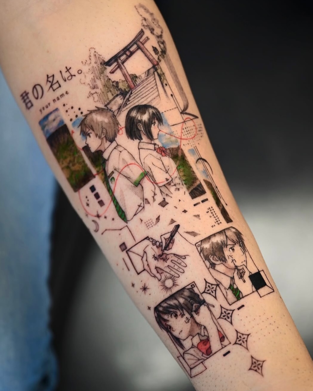 Tattoo by @kimi_tattooist — dotwork, anime