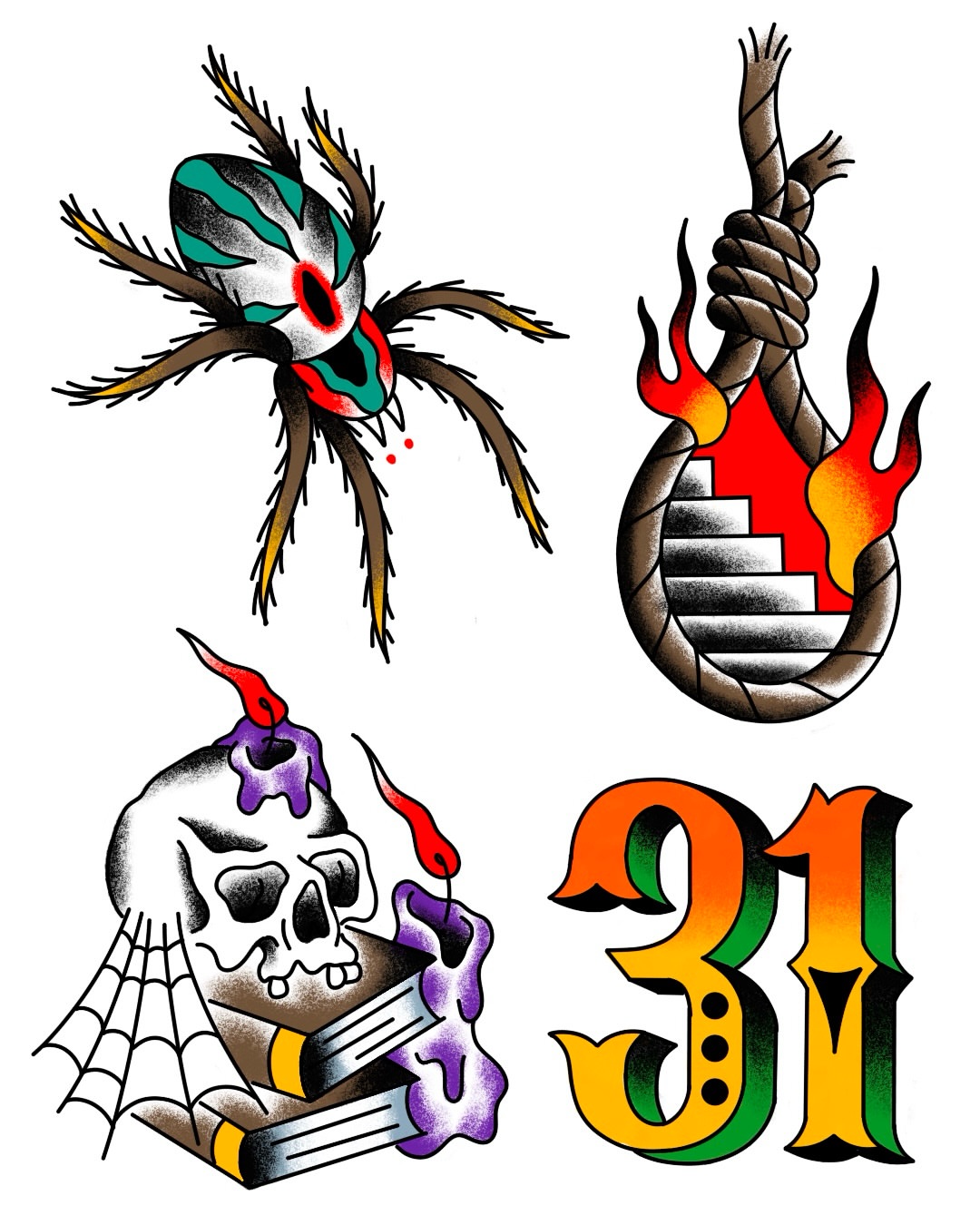 Spider and rope American traditional tattoo by ★ ★ ★ Matt Reinstone ★ ★ ★