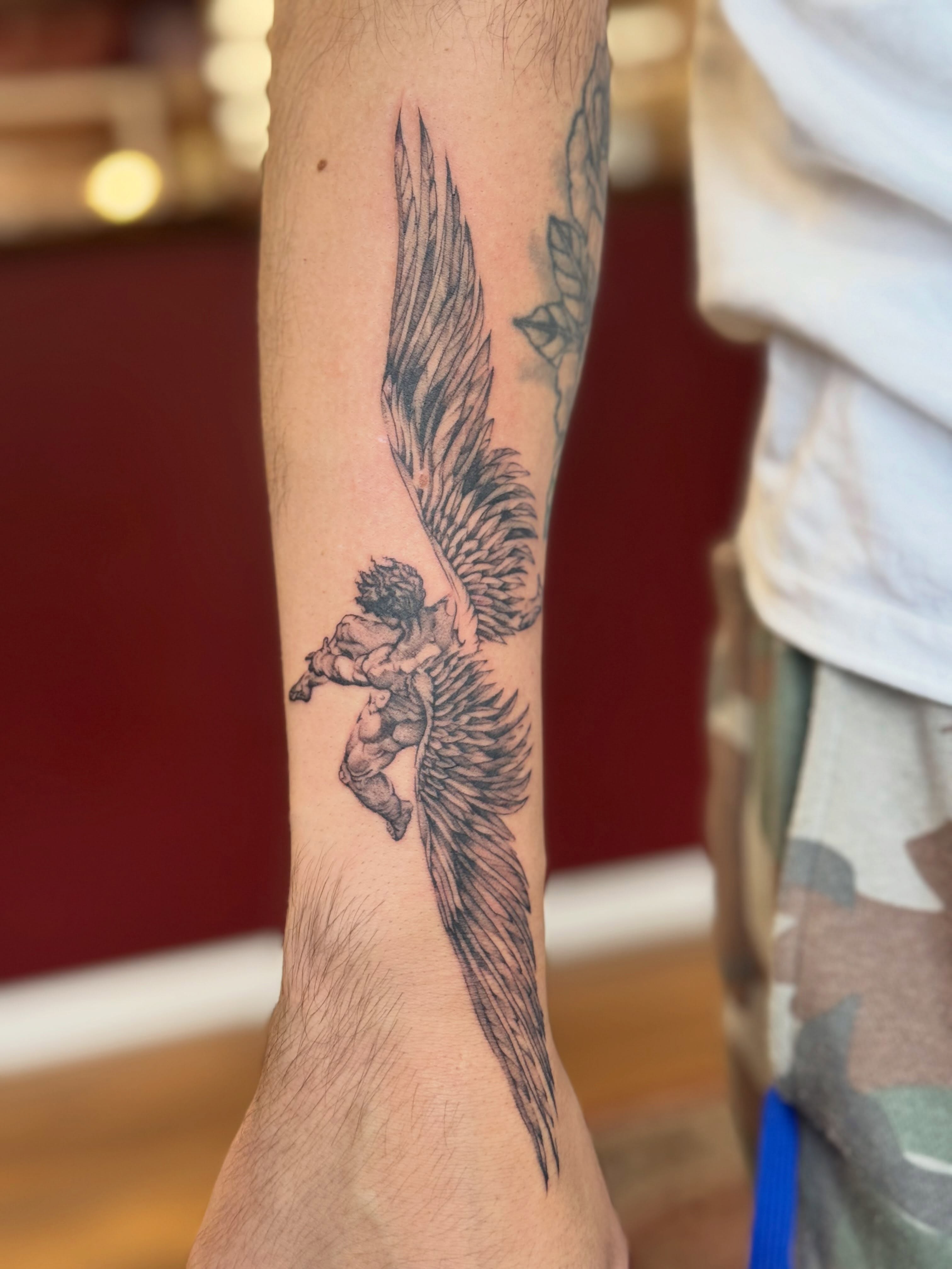 Tattoo by @luckyloutattoos — black_and_grey