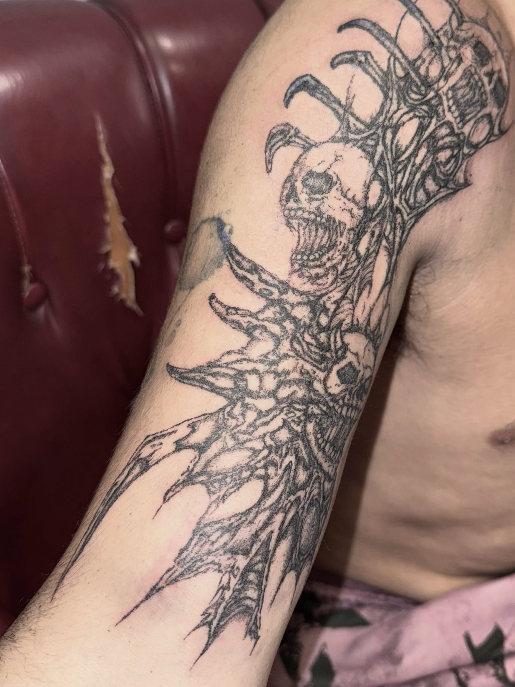 Tattoo by @sangresuciia — black_and_grey, dark_realism