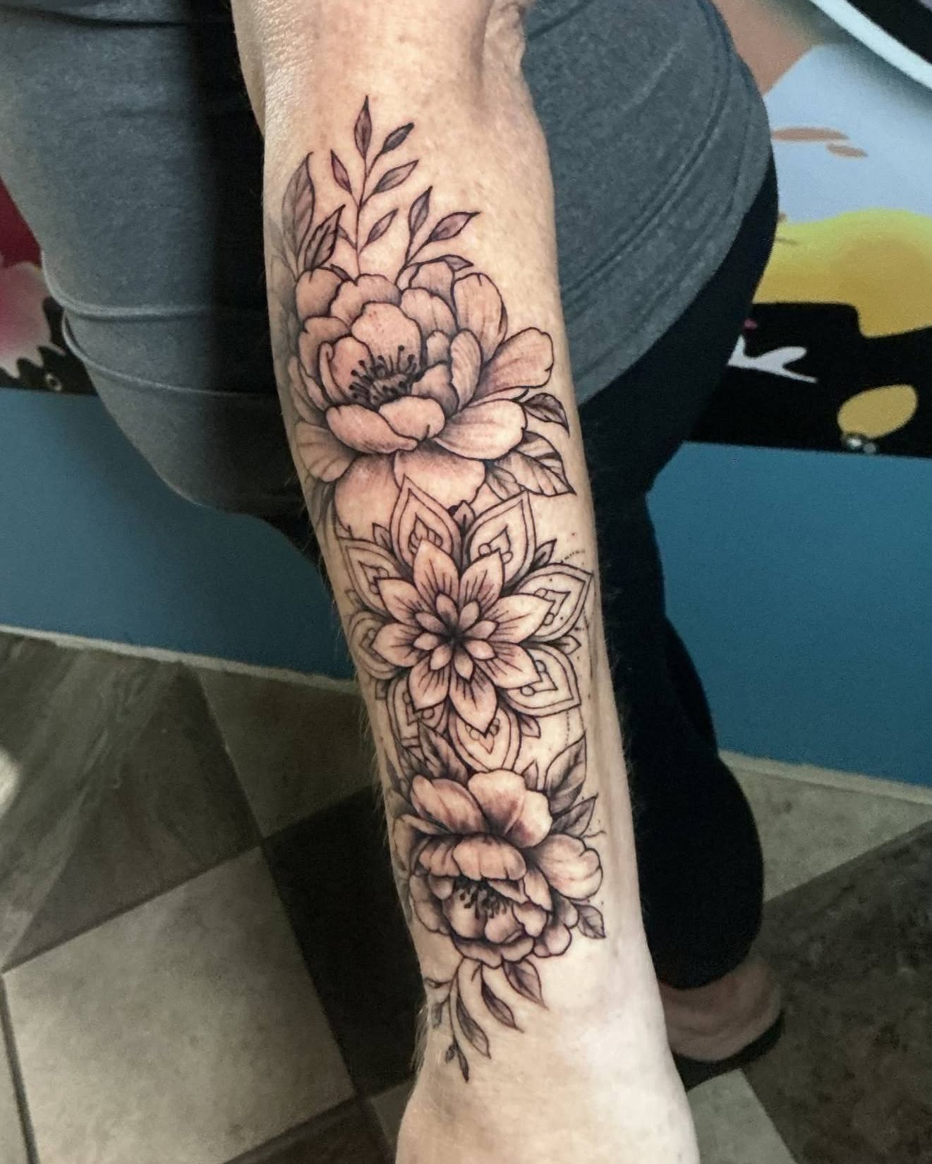 Tattoo by @mamabirdstattoos.piercings — black_and_grey, ornamental