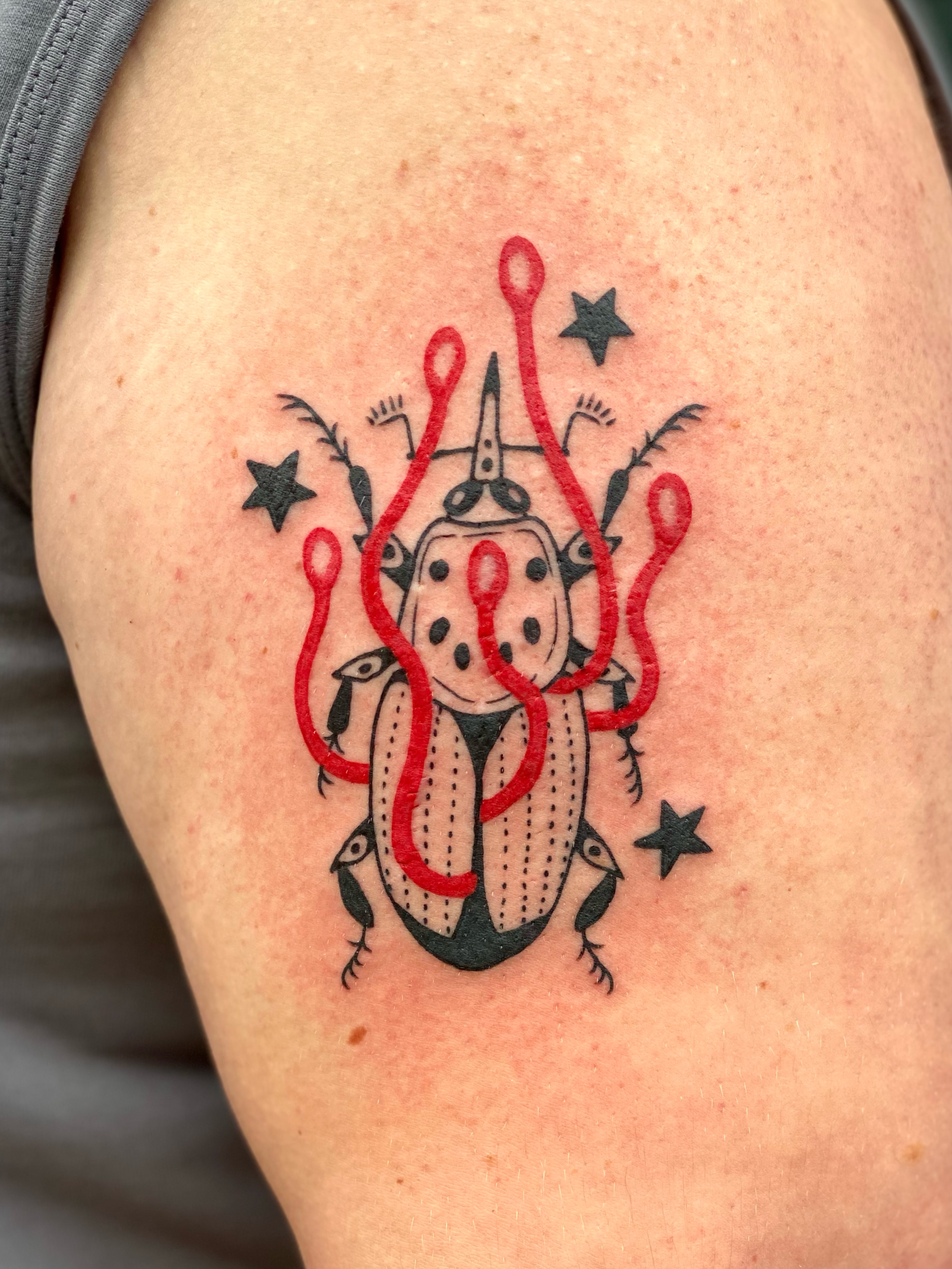 Tattoo by @lemonboyinks — geometric, trash_polka