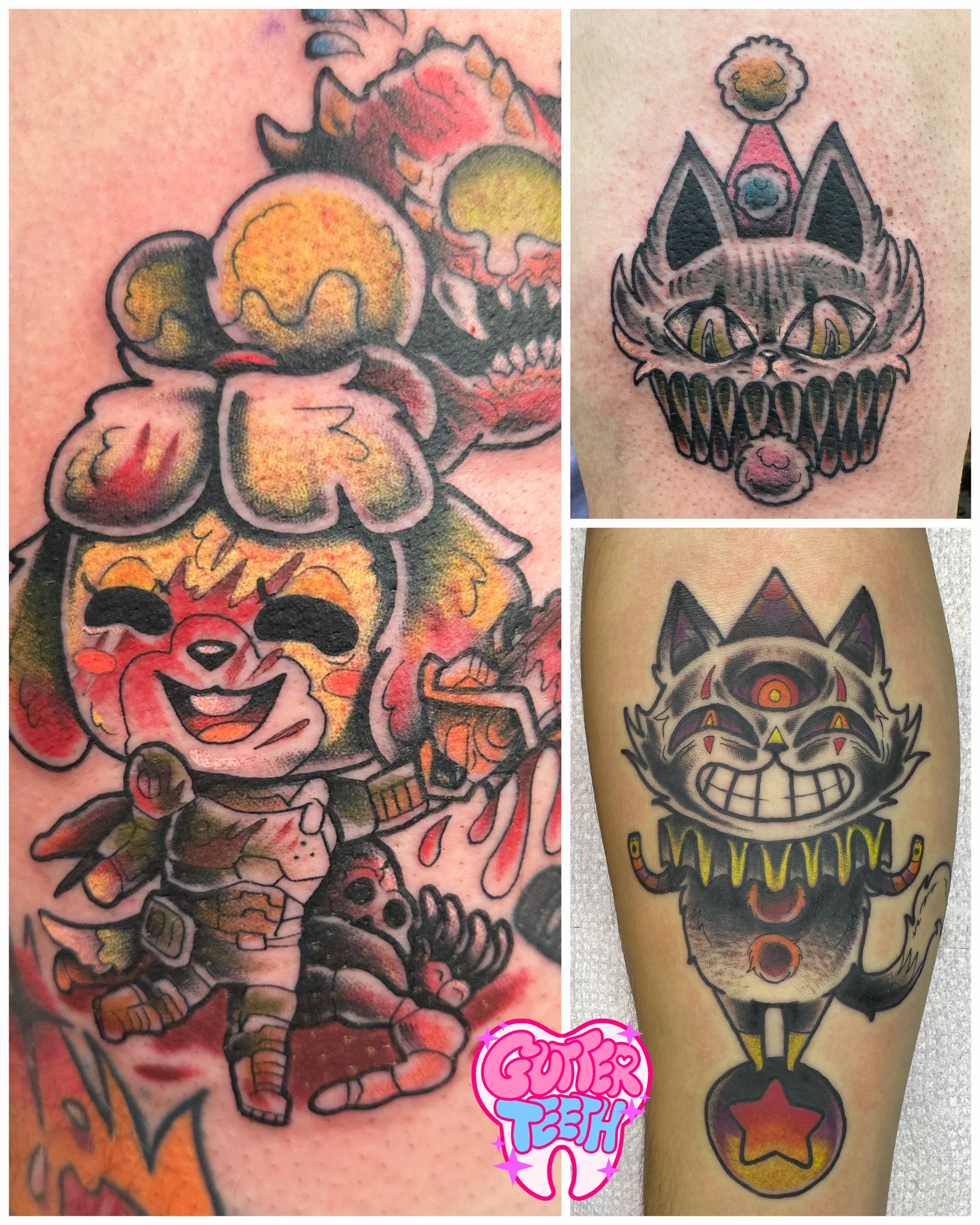 Cheshire cat American traditional tattoo on the thigh by 🦷J.McHugh🦷