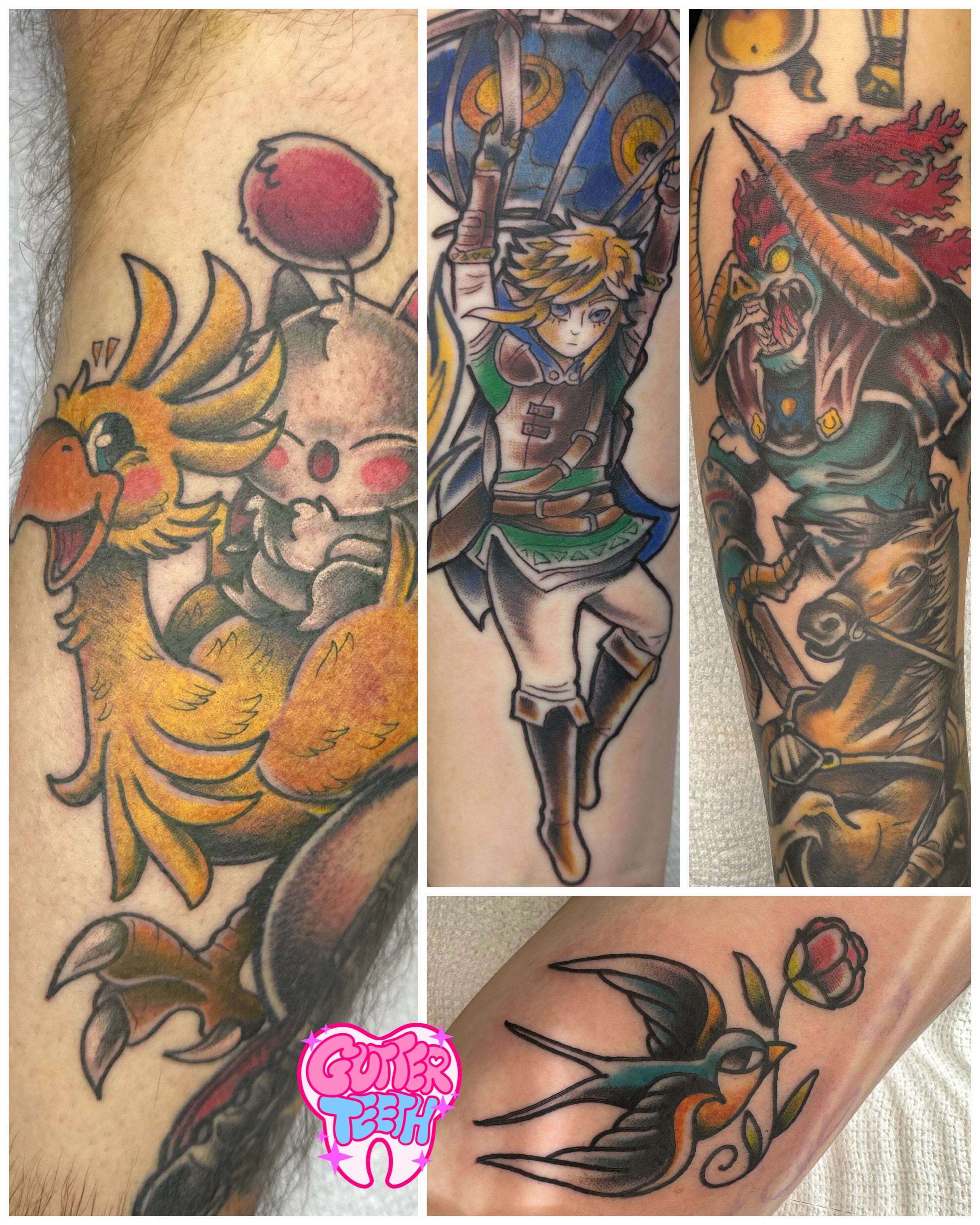 Tattoo by @gutterteeth — anime, dotwork