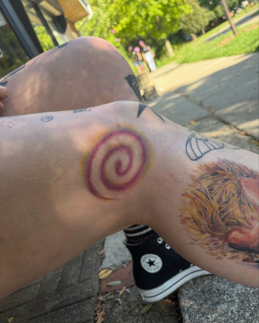 Spiral dotwork tattoo on the forearm by 𓉸ྀི lola hoax tattoos𓉸ྀི