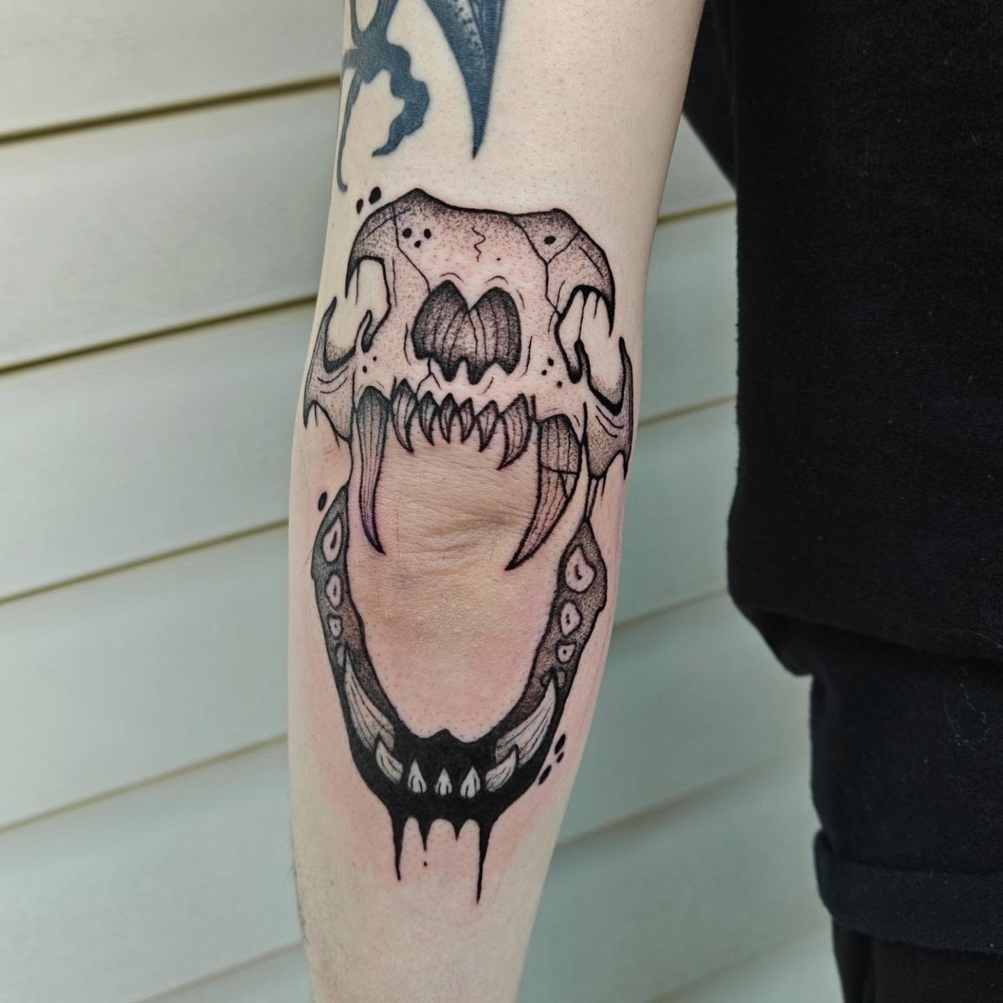 Tattoo by @eightleggedmeg — black_and_grey