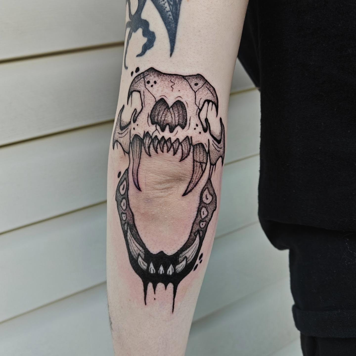 Tattoo by @eightleggedmeg — black_and_grey