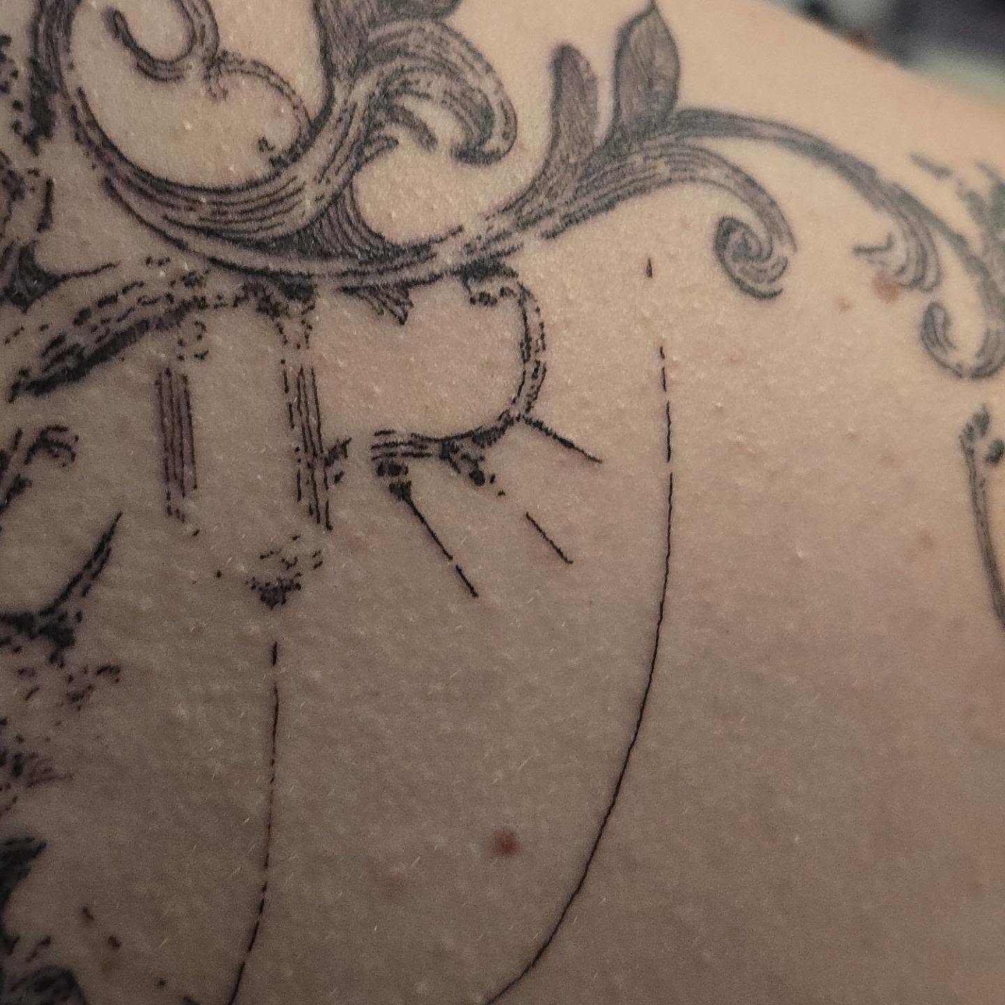 Scrollwork black and grey tattoo on the shoulder by ⚙️ 𝔄𝔞𝔯𝔬𝔫 𝔇. ⚙️