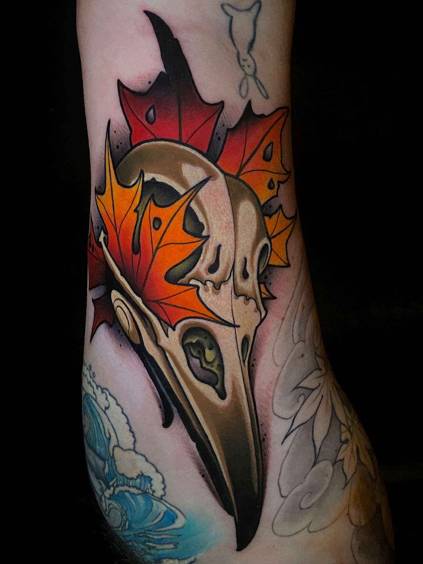 Tattoo by @devincoley — american_traditional, dotwork