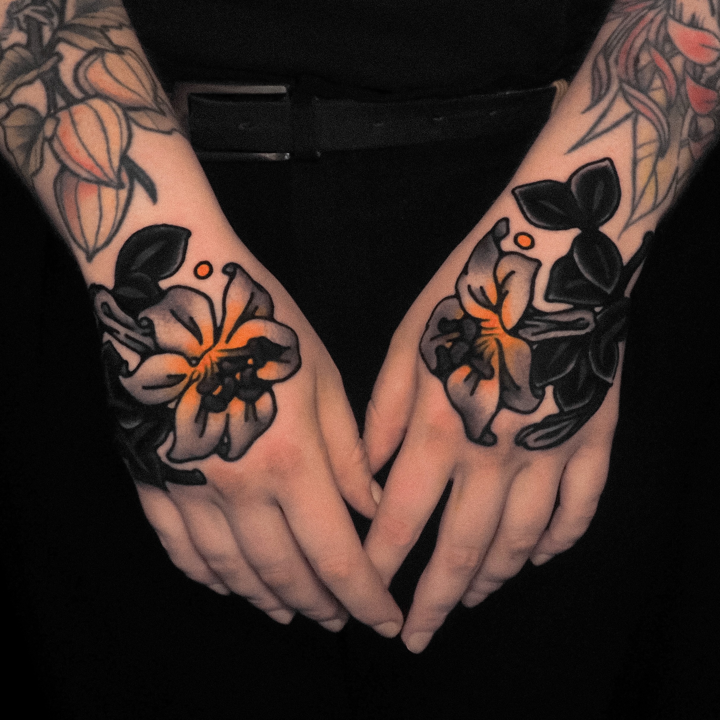Lily American traditional tattoo on the hand by Last Year Of Disaster