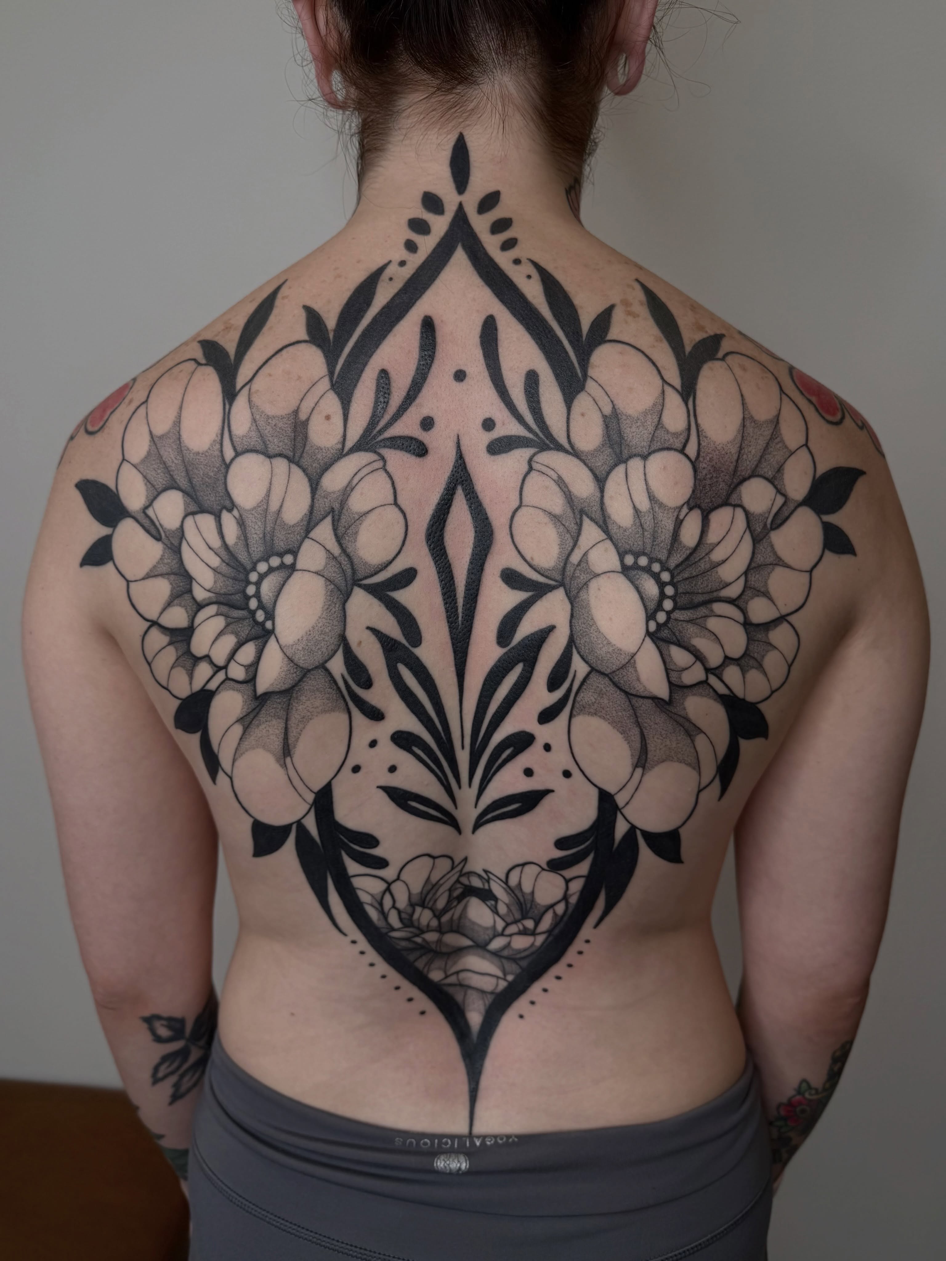 Tattoo by @girlypoptattoos — black_and_grey, geometric