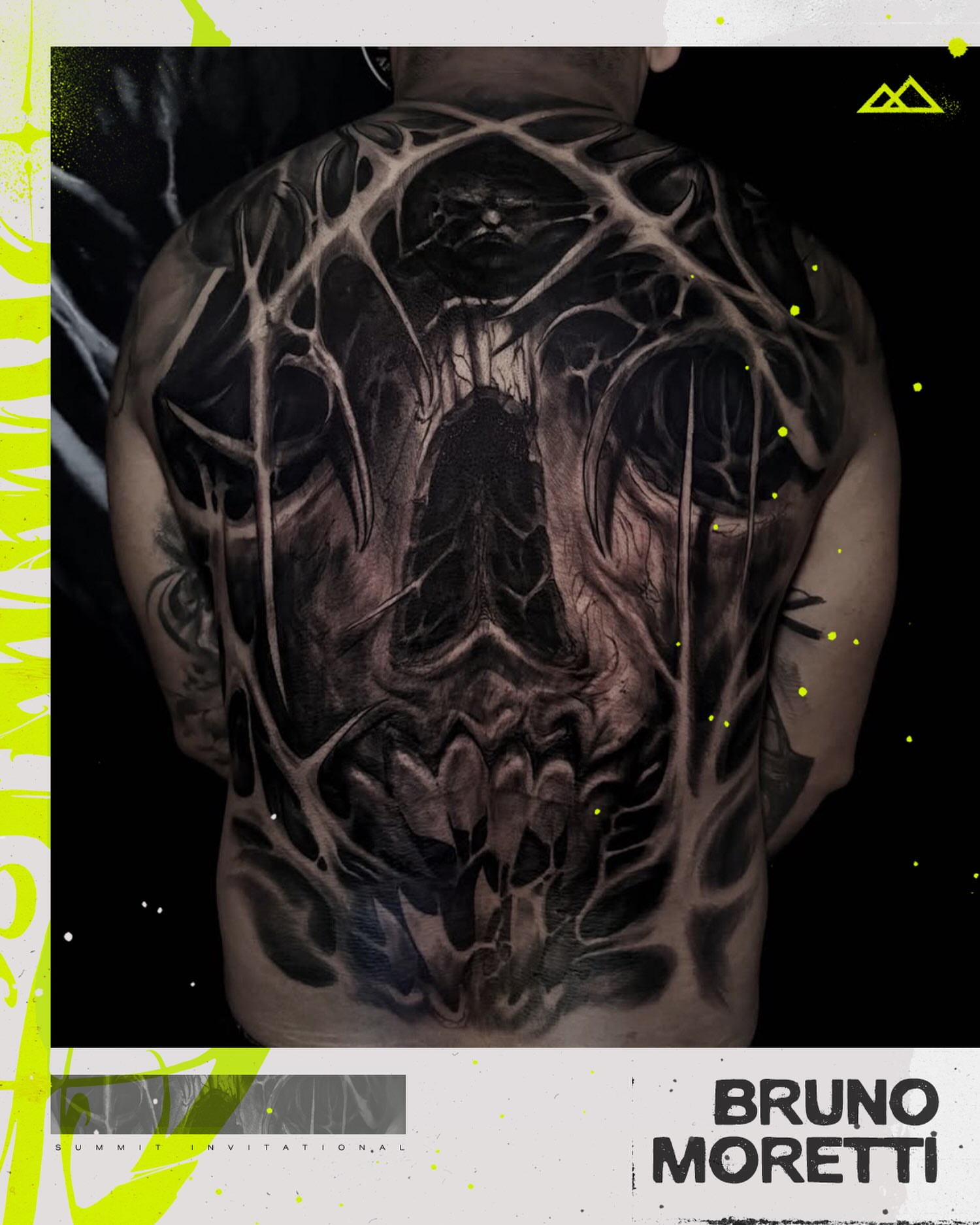 Skull realism tattoo on the back by Bruno Moretti