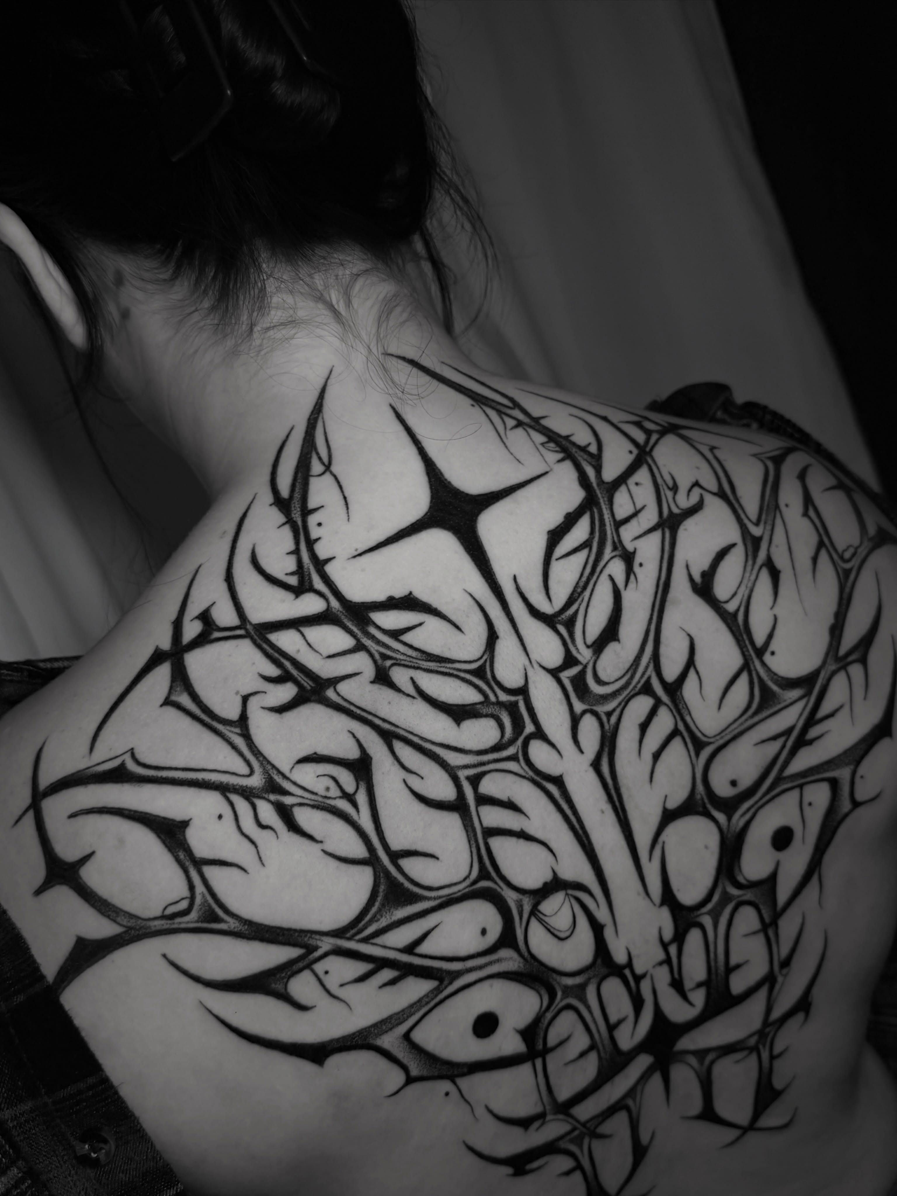 Thorn tree tribal tattoo on the shoulder by Marlee Natale, Pinellas Park, Florida