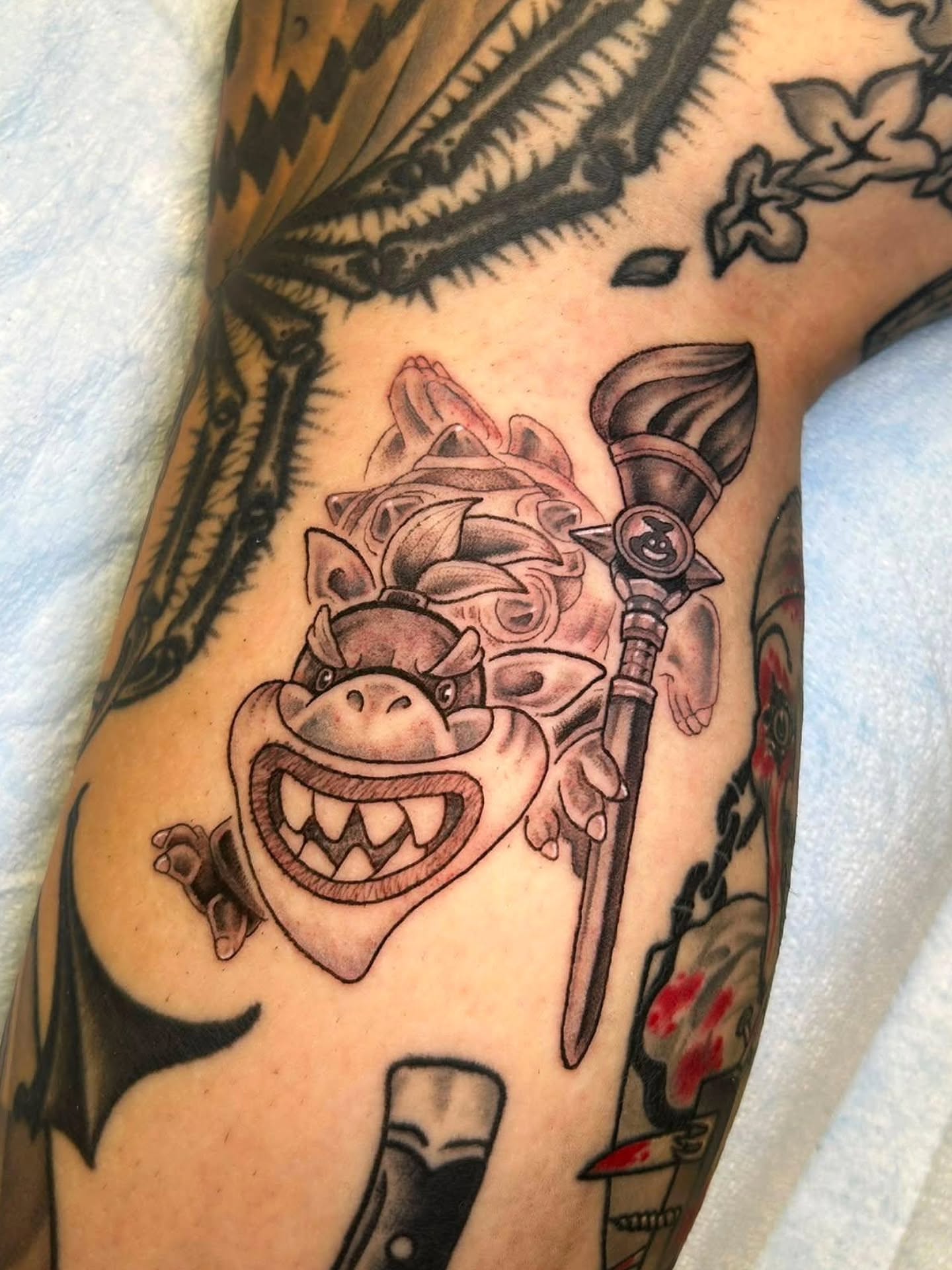 Bowser American traditional tattoo on the forearm by Elizabeth Stepp