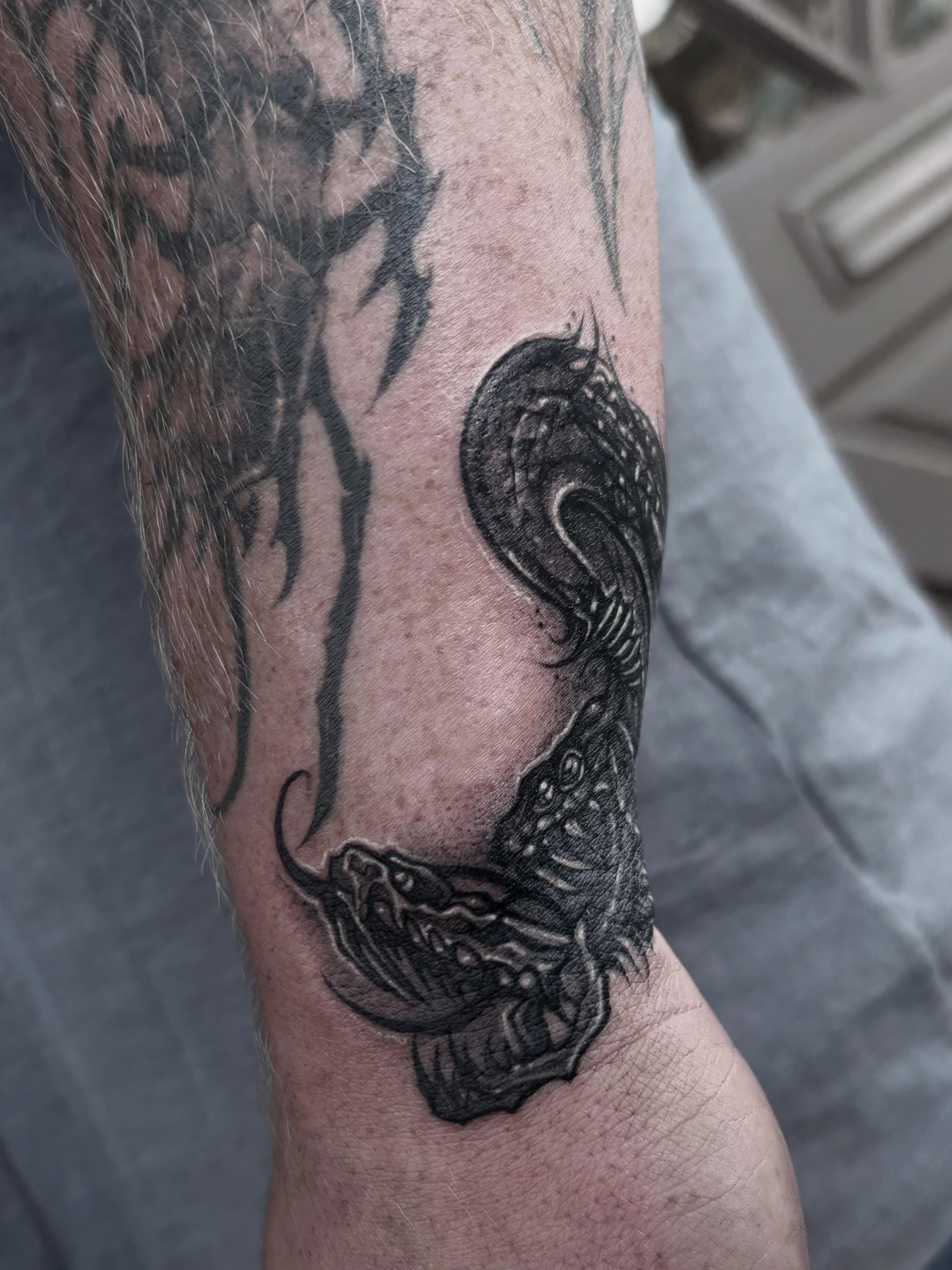 Tattoo by @lynscorpse — black_and_grey, realism