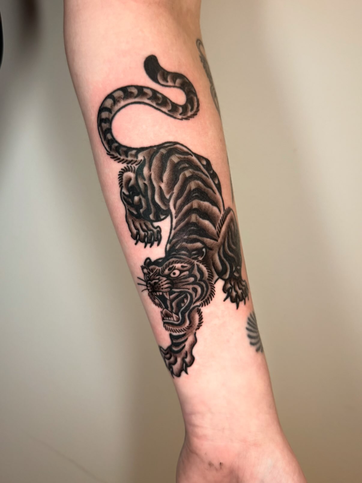 Tattoo by @stebie_inks — black_and_grey