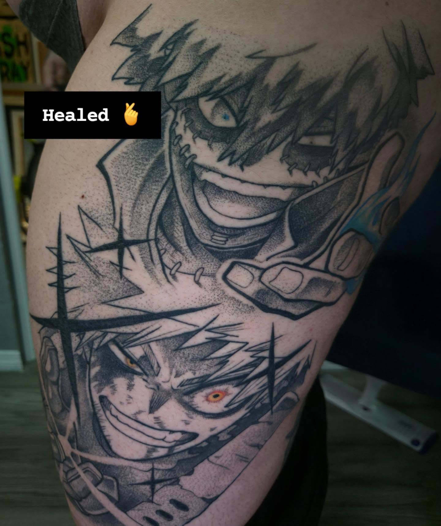 Anime characters dotwork tattoo on the thigh by π°ππππ π»ππππ - π°ππππ π±&πΆ ππππππ π°πππππ