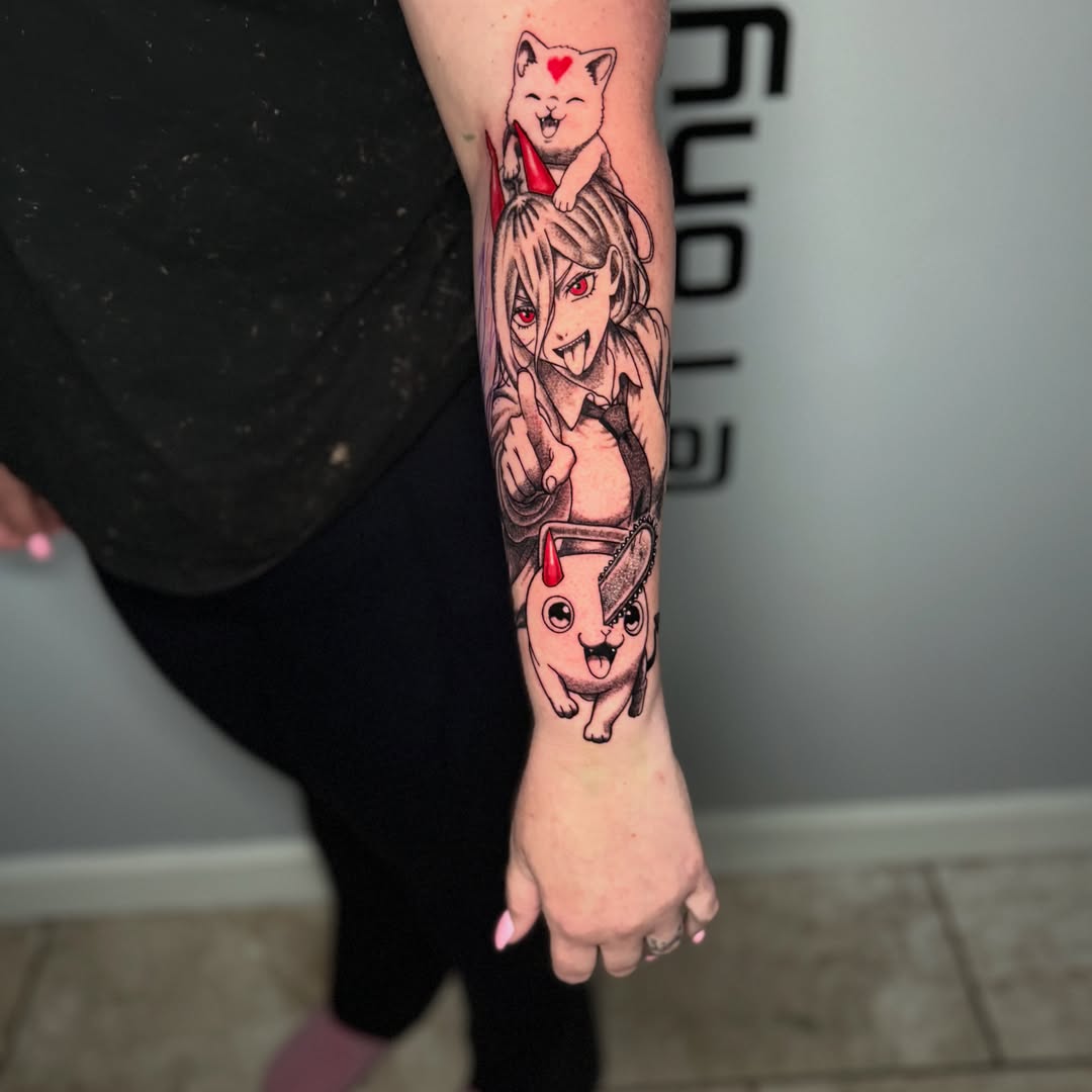 Tattoo by @tonyvontony β anime, dotwork