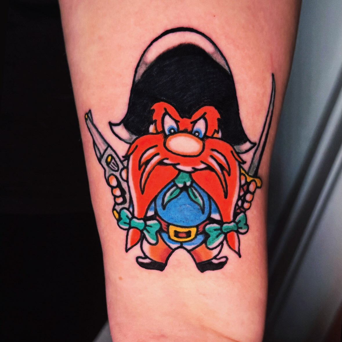 Dopey dwarf American traditional tattoo on the forearm by Harrison ♠️