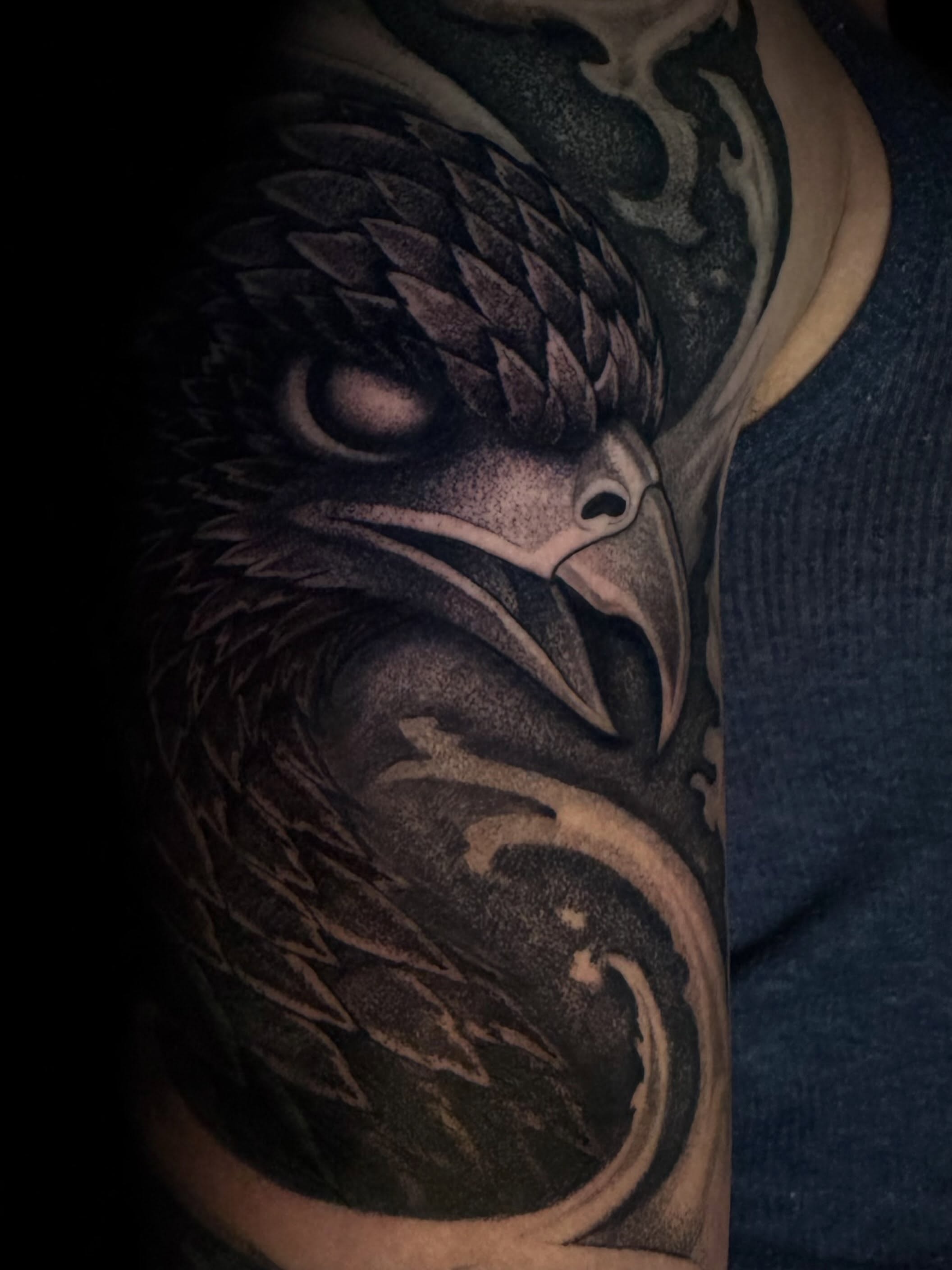 Eagle realism tattoo on the forearm by Sebastián Vallejo