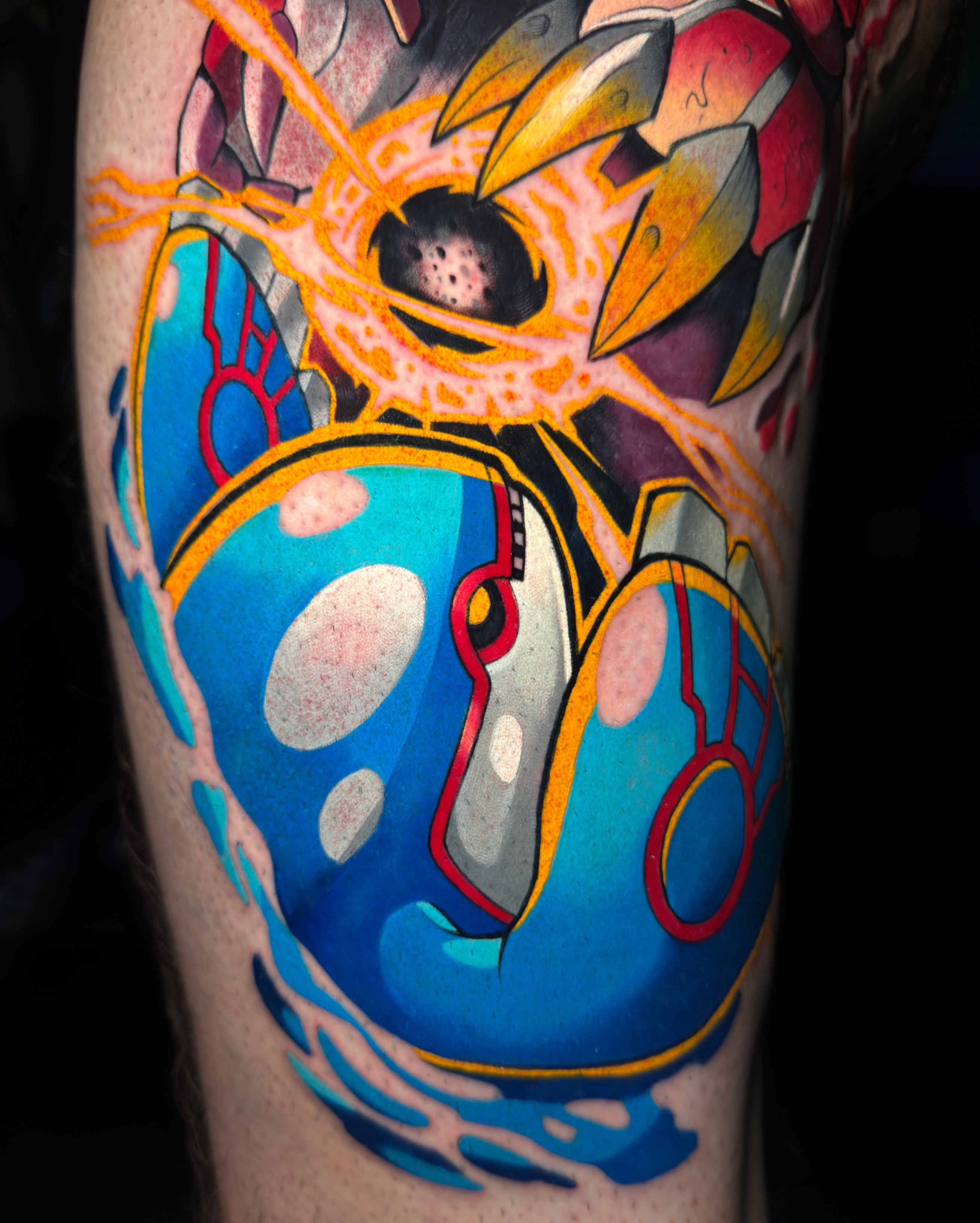 Robotic creature new school tattoo on the forearm by Cristian Romero