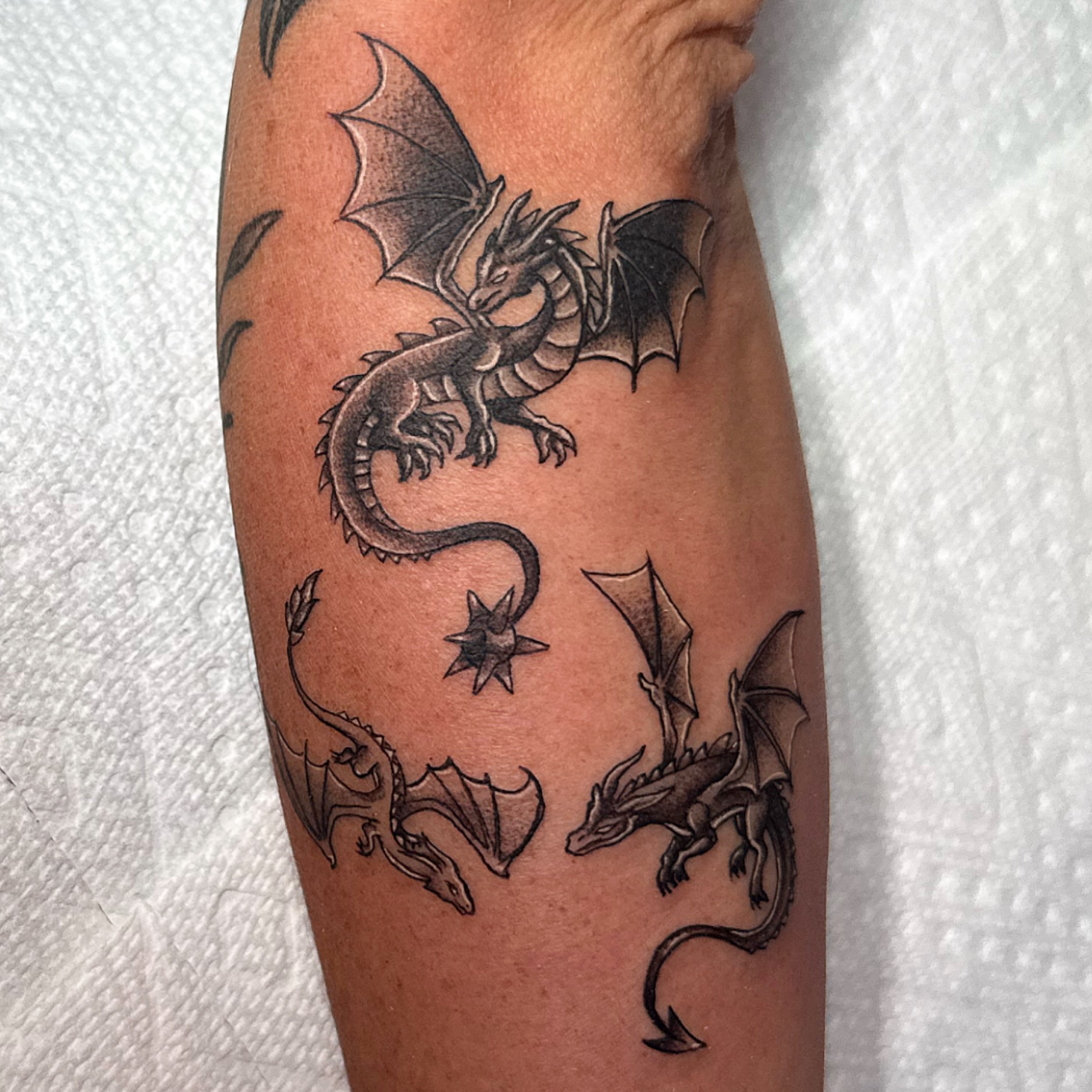 Tattoo by @dominiquedarko — black_and_grey
