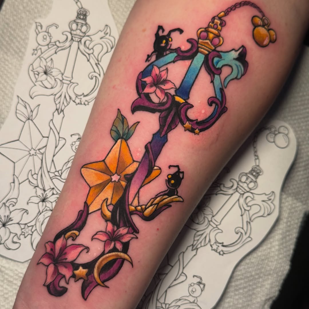 Anchor with floral motifs new school tattoo on the forearm by β‘πΎπππππ π²ππππ