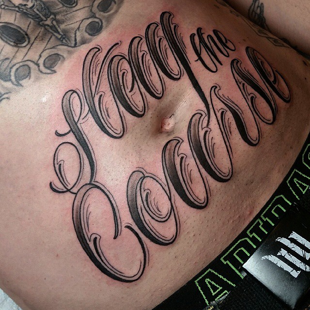 Script lettering lettering script tattoo on the torso by @jaclyngreb